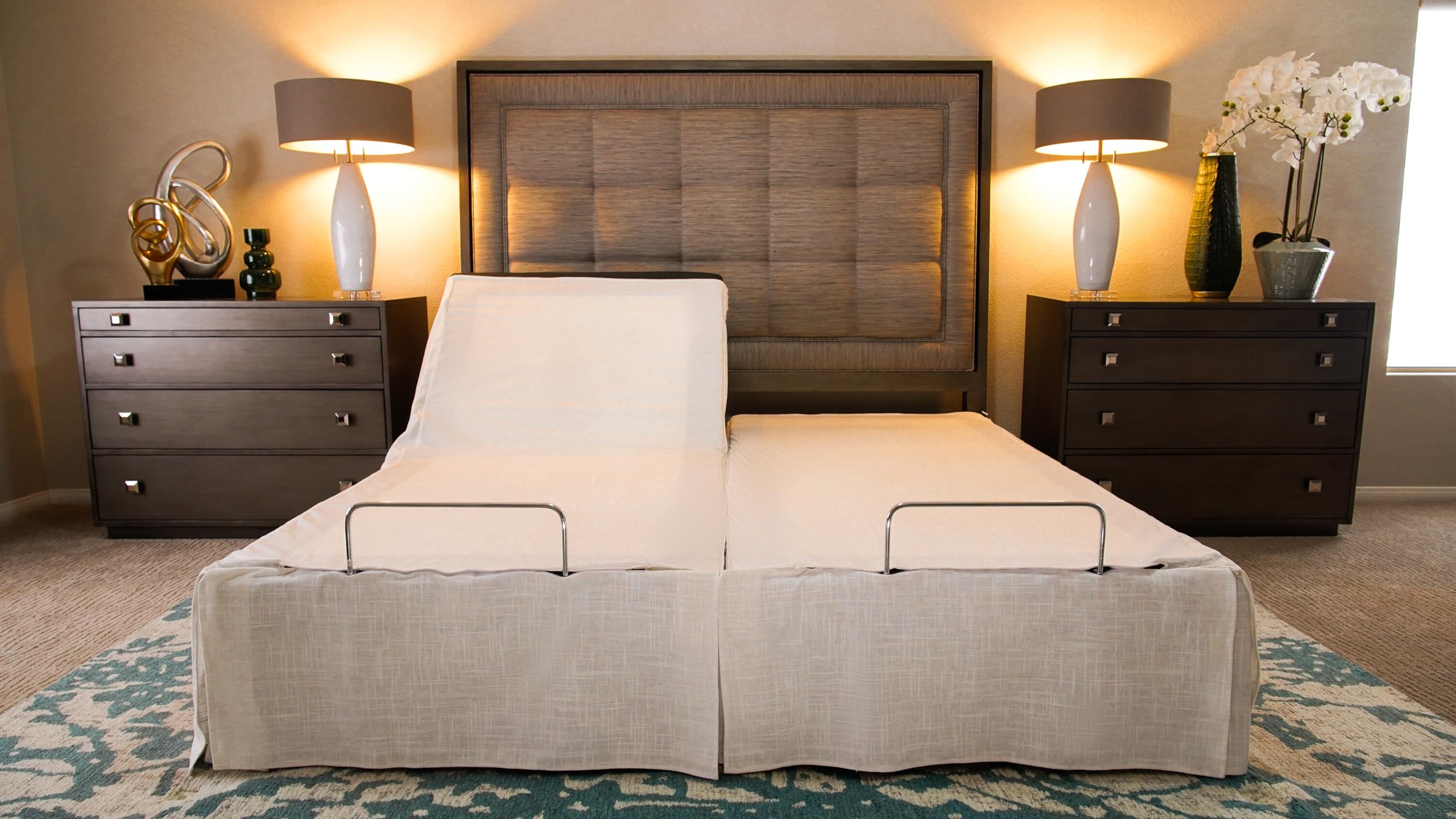 Split King Adjustable Bed Skirt, Patented Technology