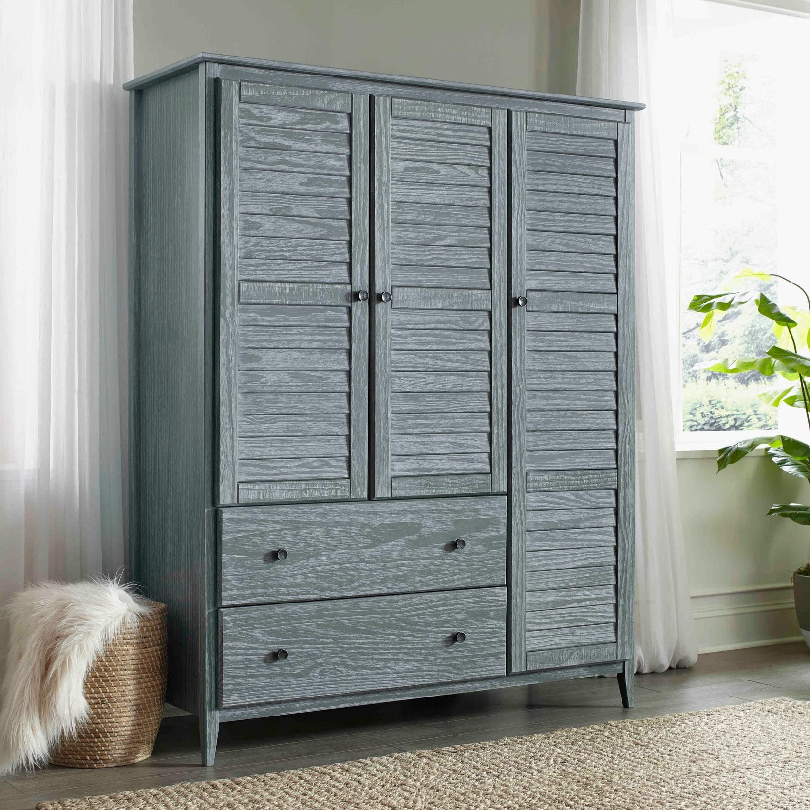 Furniture Greenport 3-Door Wardrobe, Brushed Grey