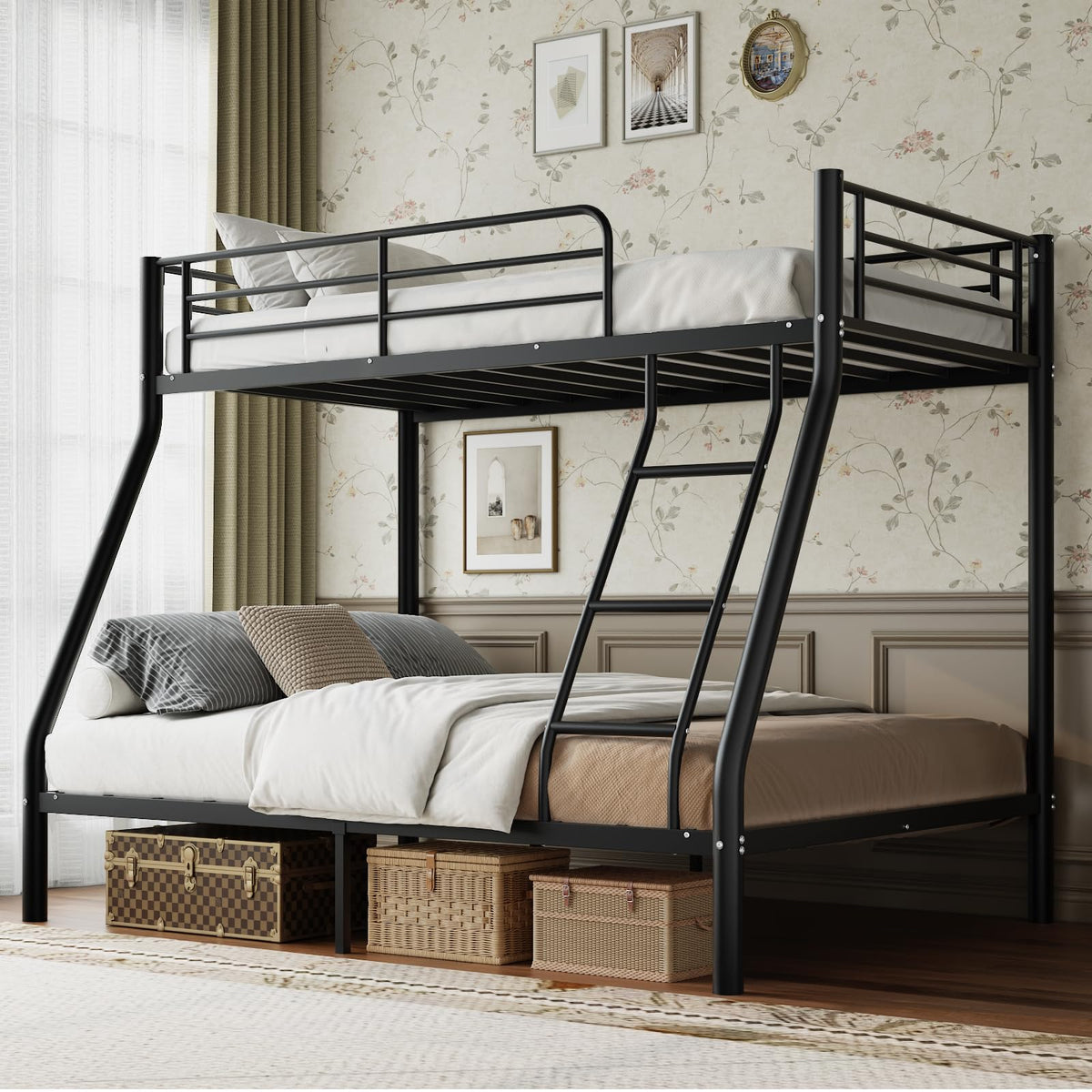 Twin Over Full Metal Bunk Bed with Ladder