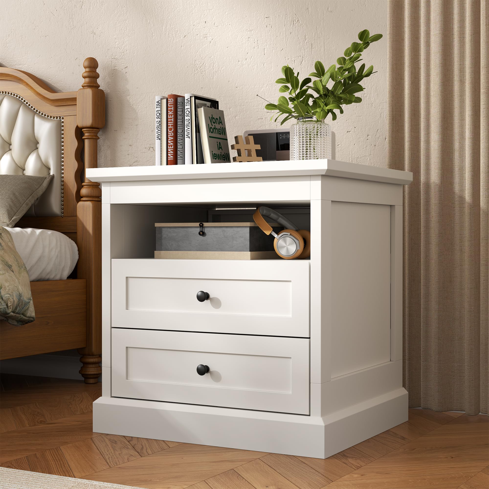 Nightstand with Side Drawer, Night Stand, End Table with Hidden Storage Space