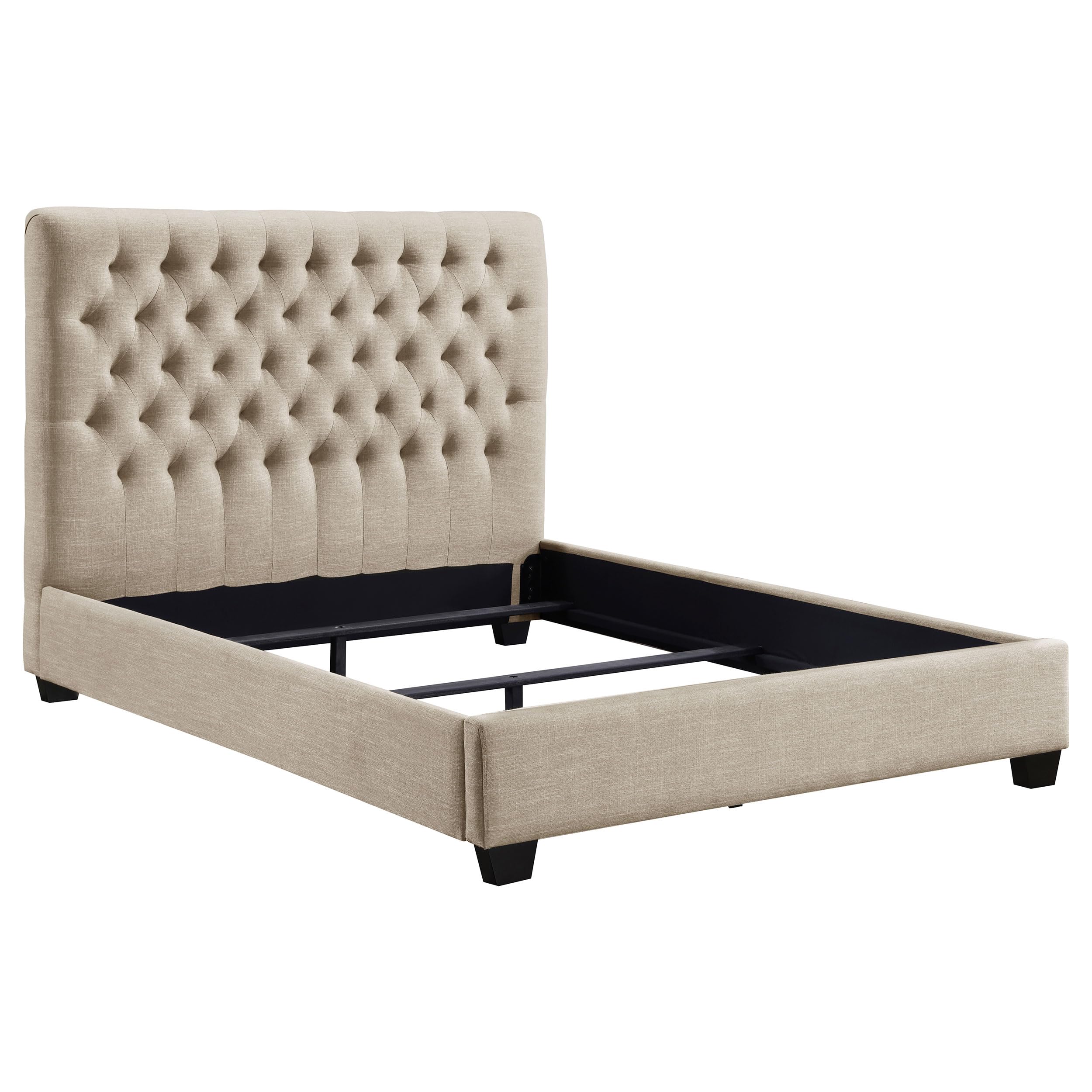 Chloe Transitional Fabric Upholstered California King Size Panel Bed Frame 53-inch