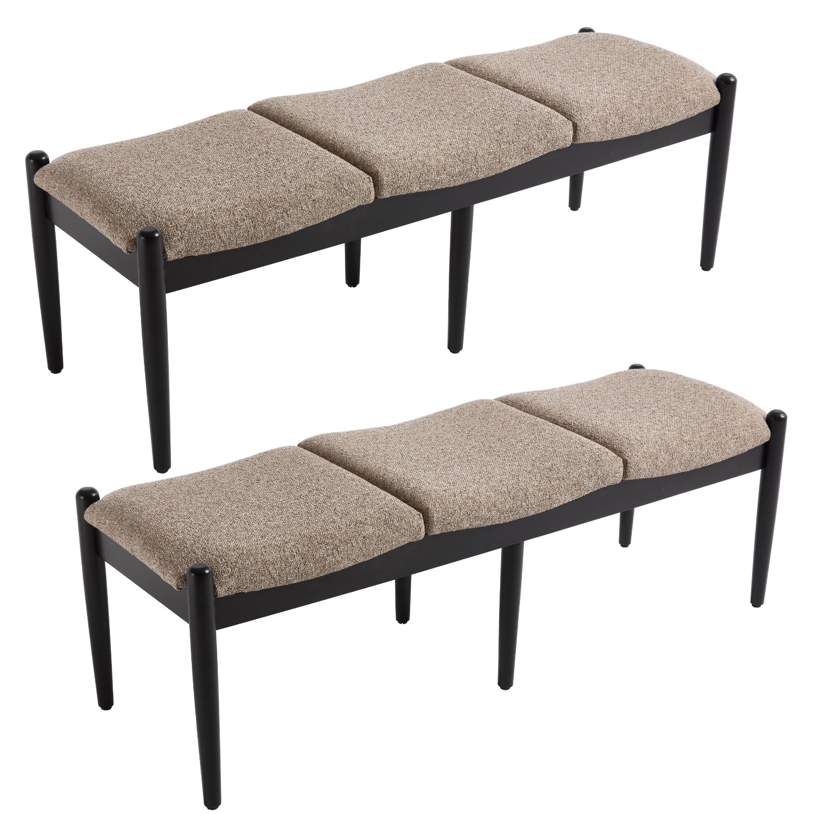 54.25" Modern Ottoman Benchs Set of 2 Upholstered Linen Bedroom
