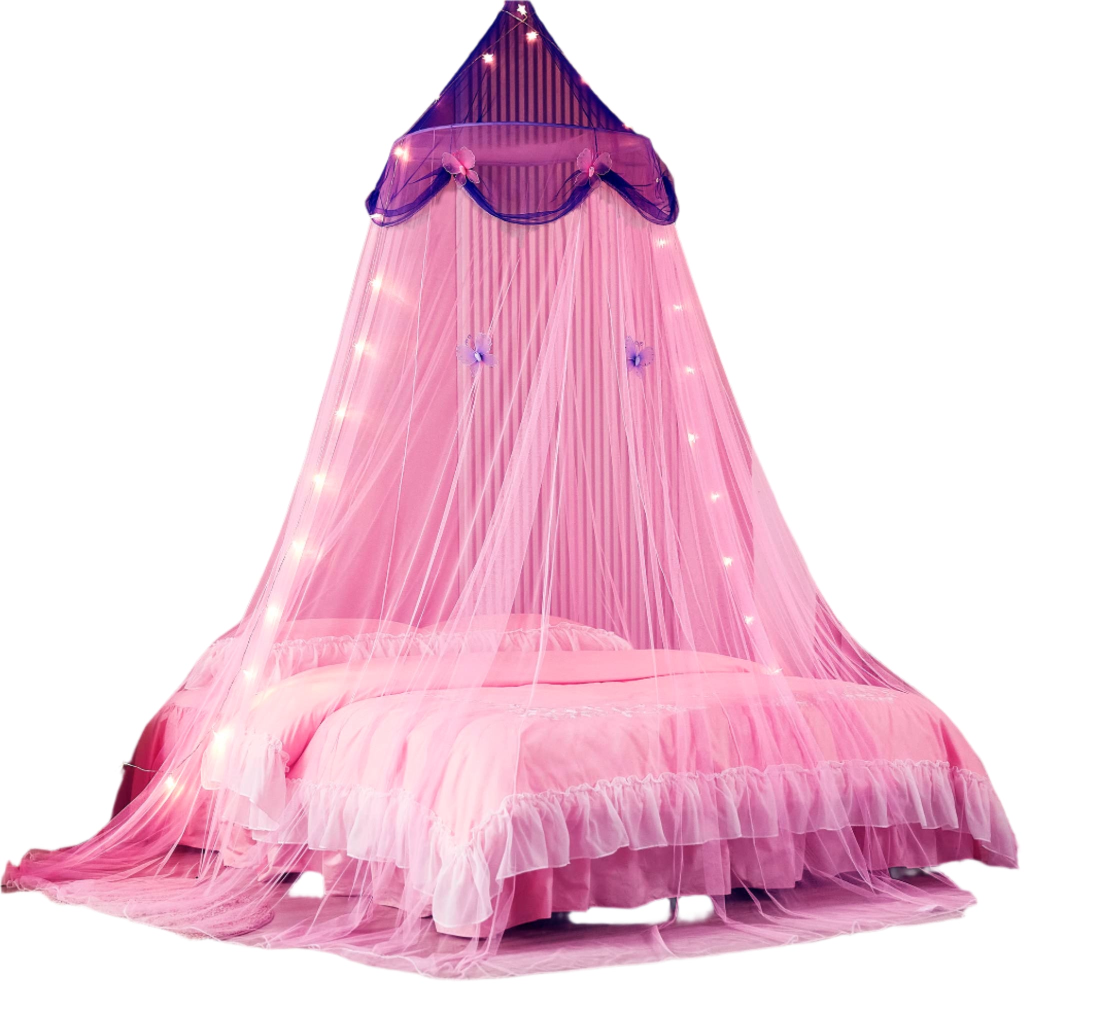 Bed Canopy with Lights,Bed Canopy for Girls Canopy Bed Curtains Girls Bedroom Decor