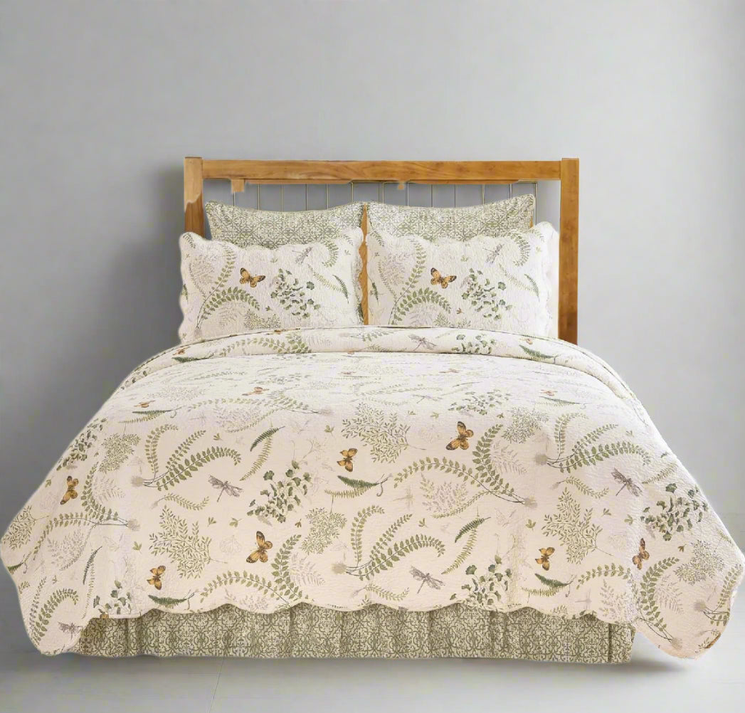 Althea King Quilt 100% Cotton Lightweight Machine Washable Reversible Bedspread