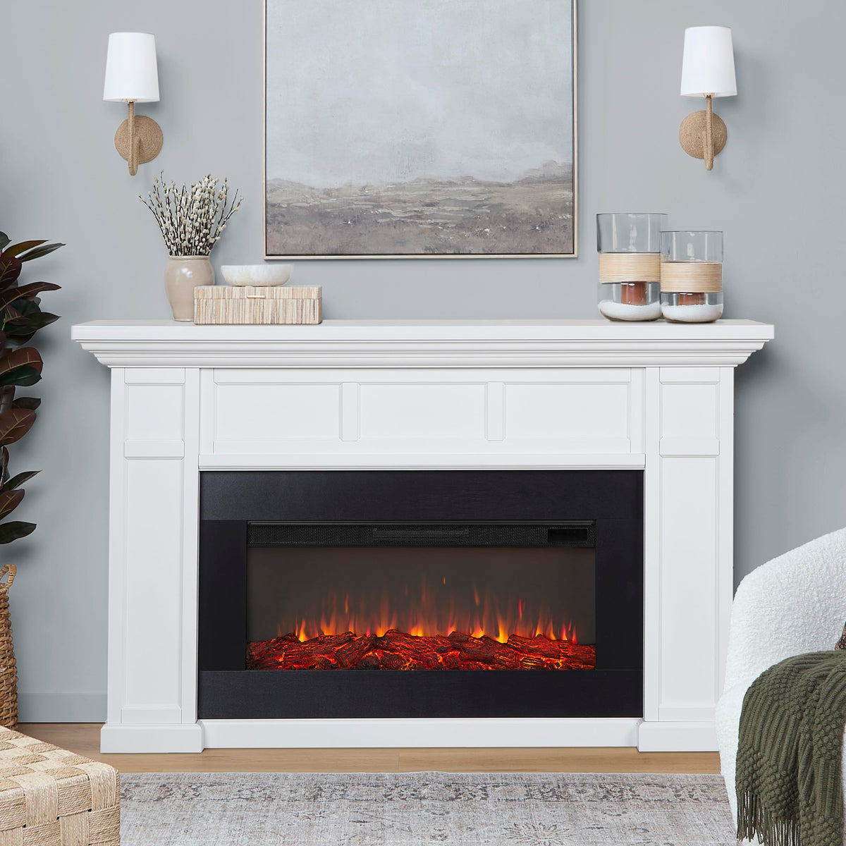 Alcott 75" Electric Fireplace with Mantel