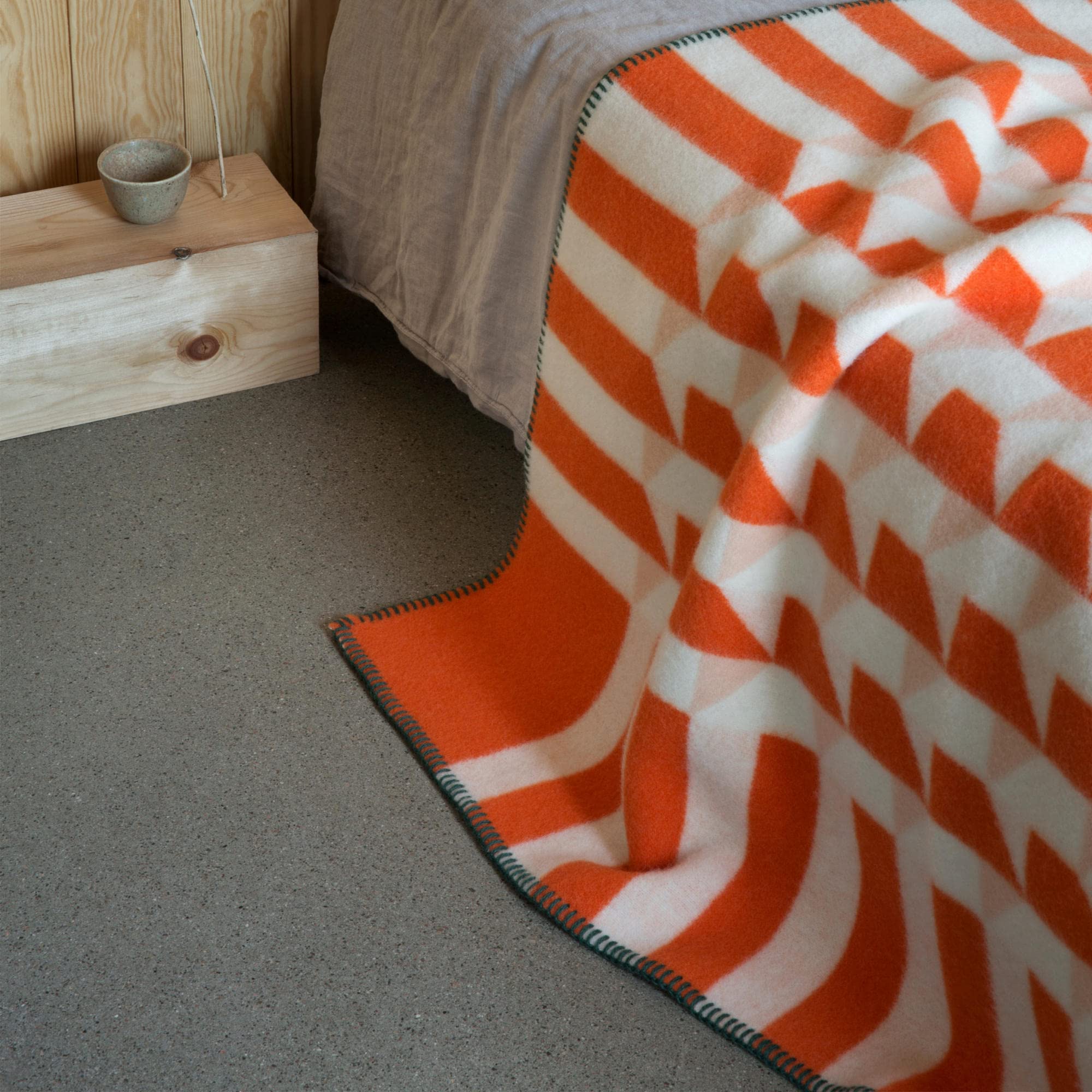 Tweed Designer 100% Norwegian Wool Throw Blanket (Kvam in Orange)