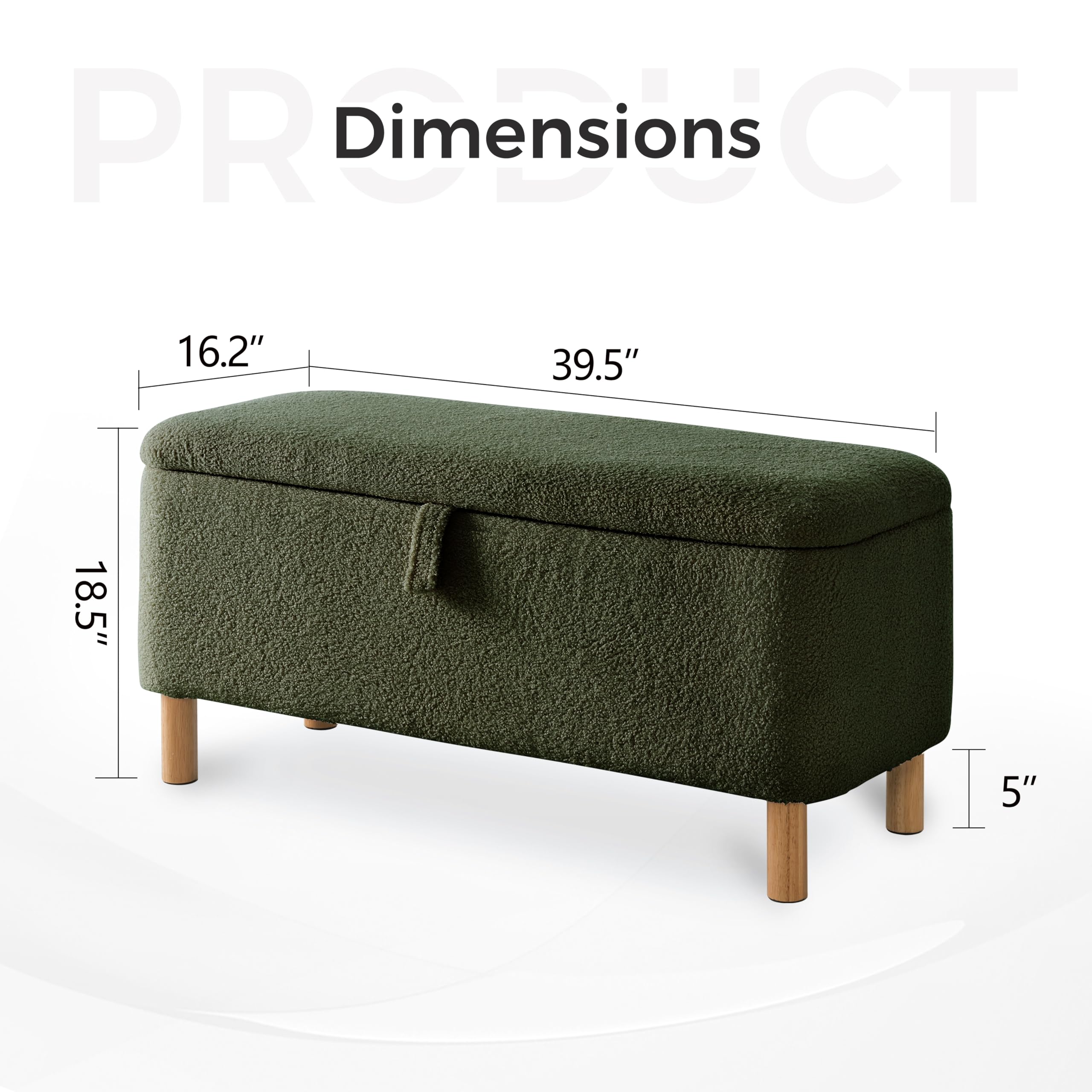 Bench for Bedroom End of Bed, Boucle Upholstered Padded Storage