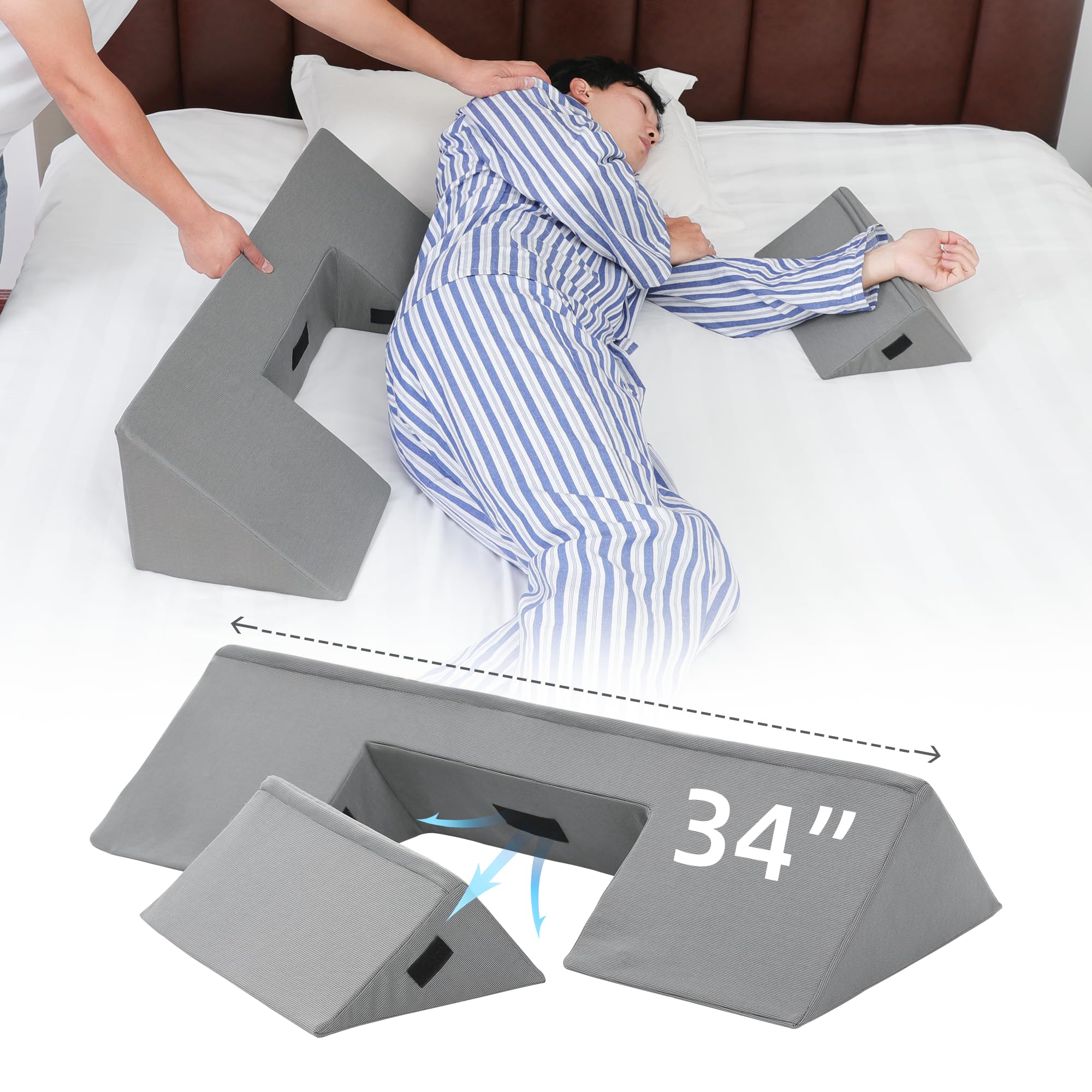 34" Wedge Pillow for Side Sleeping,Training for Side Sleeping