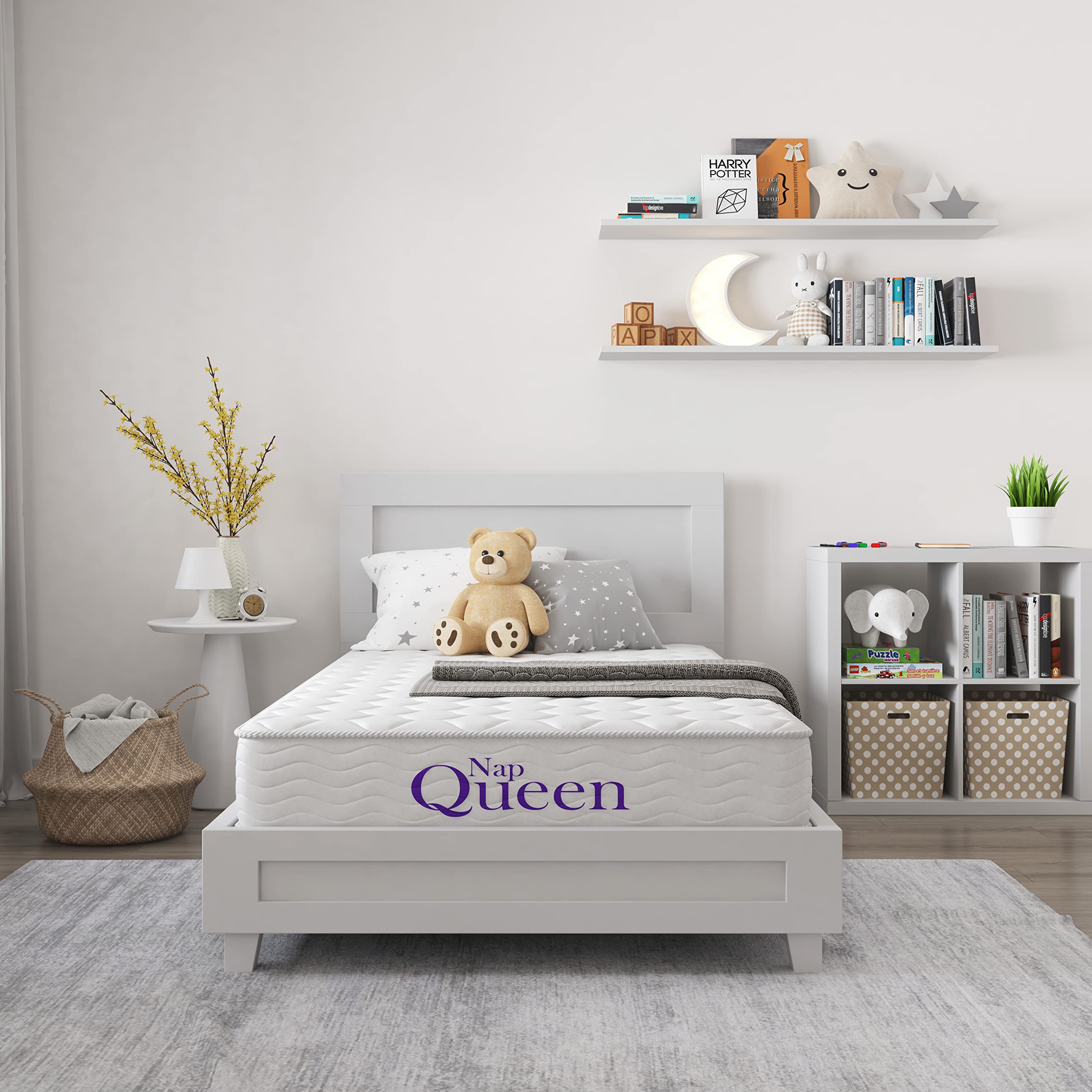 6 Inch Innerspring Twin Size Medium Firm Support Relief Mattress, Bed in a Box, White