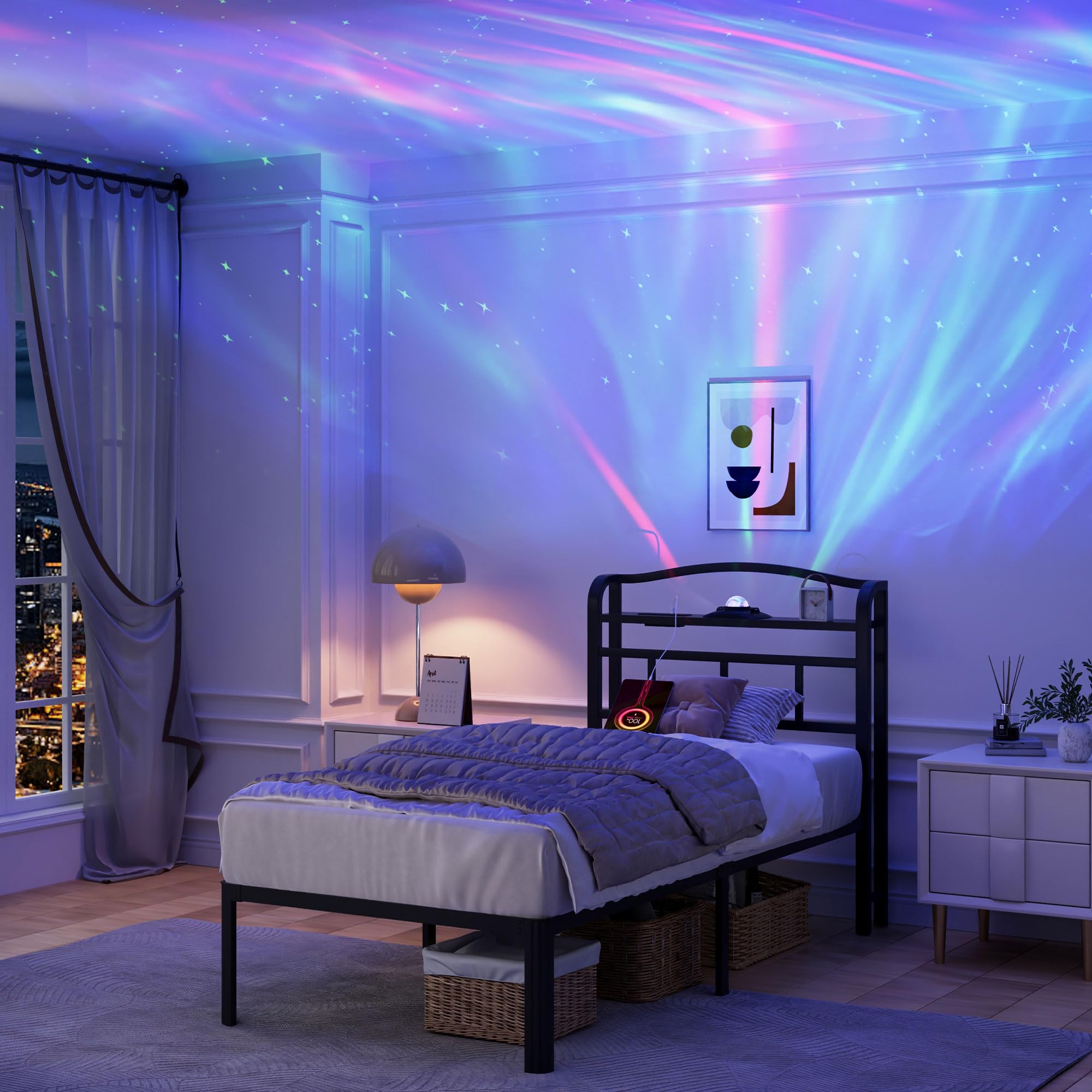 Twin Bed Frame with Headboard, Heavy Duty Bedframe