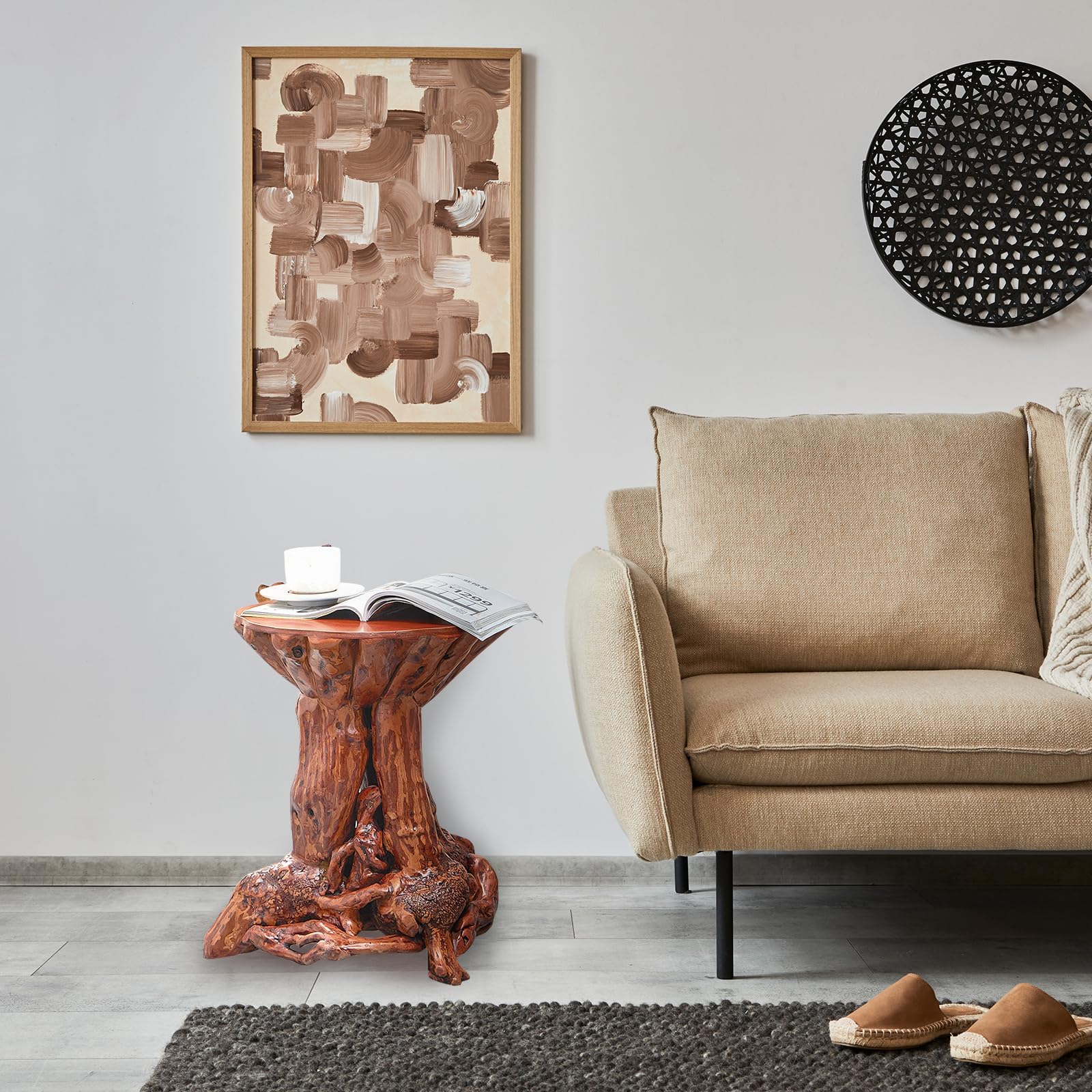 Rustic Azalea Tree Stump/Root End Table | Unique Wood Root Log Side Table