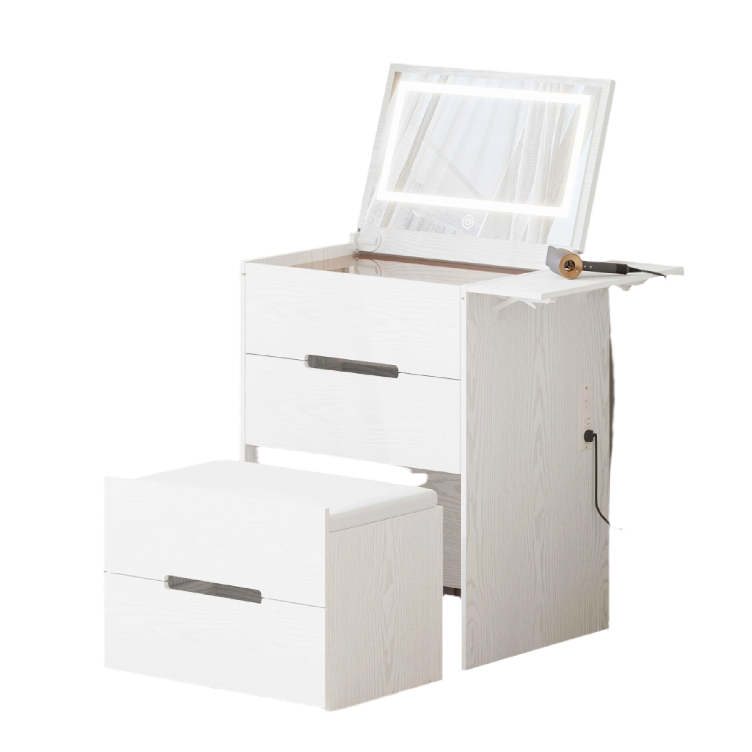 Vanity Desk with Mirror and Lights, Flip Top Lighted Mirror Makeup Table
