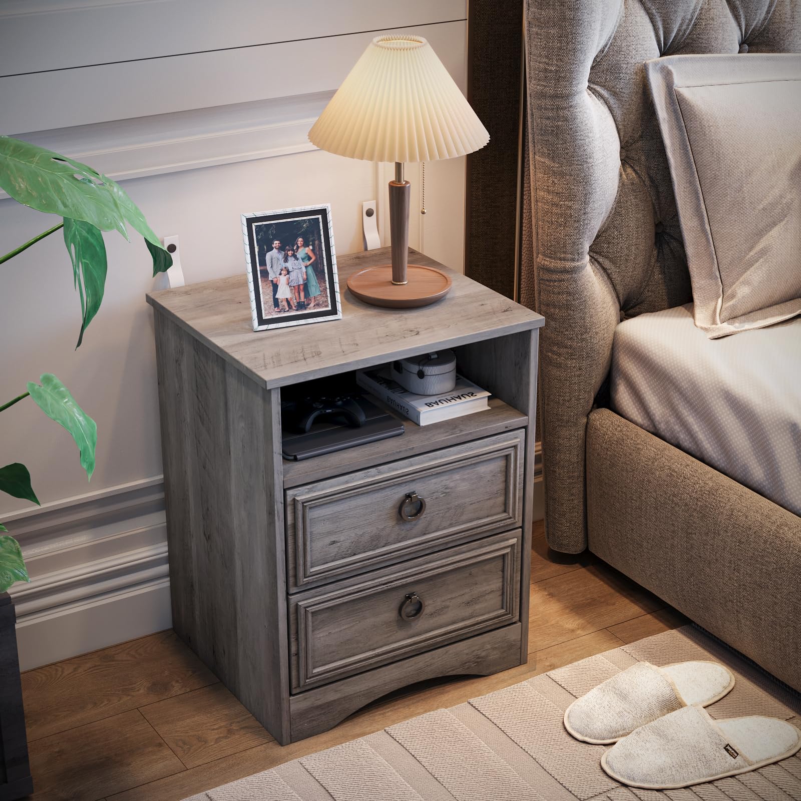 Nightstand Set of 2, Night Stand with Drawers, Accent Bed Side Table