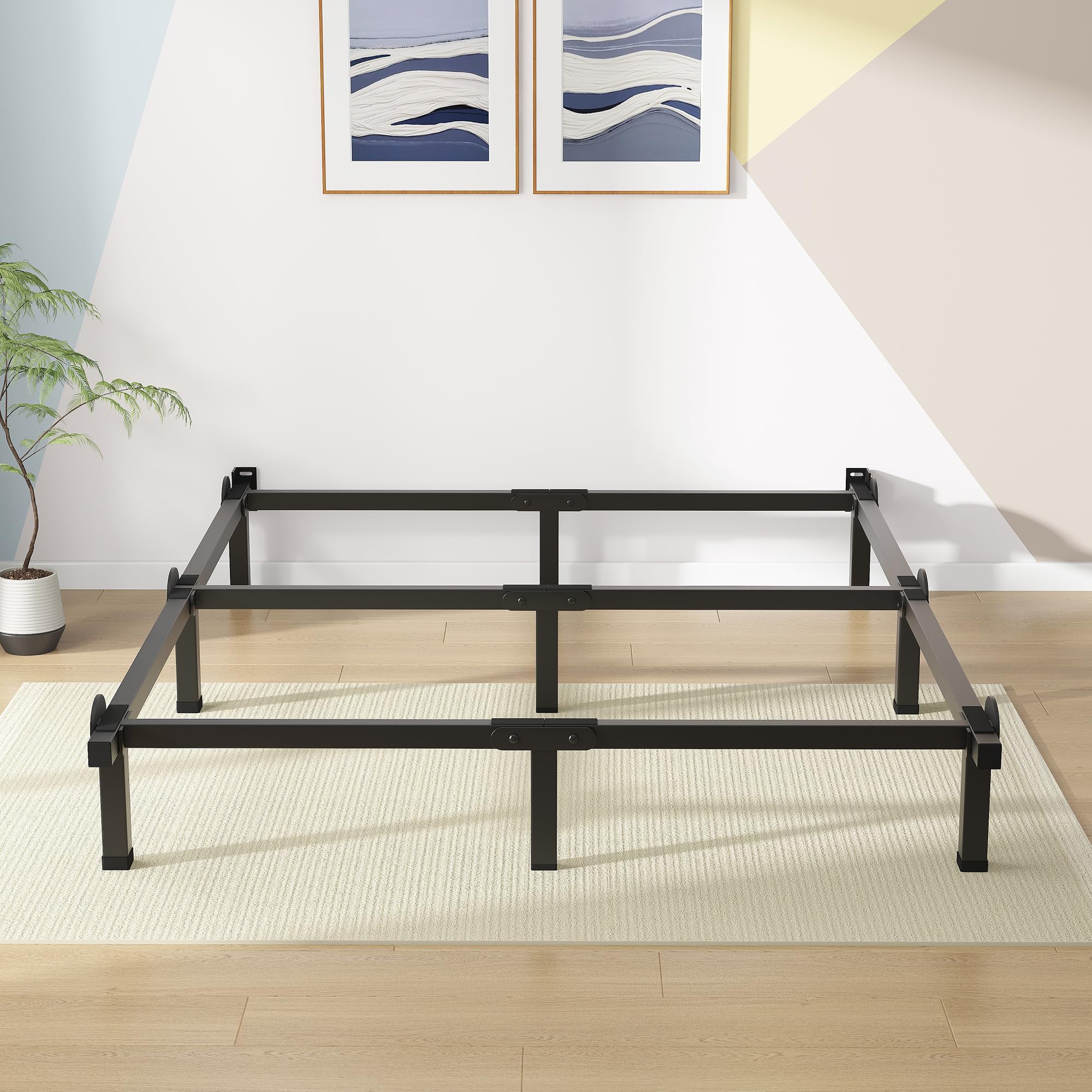 Metal Bed Frame, 9-Leg Bed Base, 8 inches Support for Box Spring