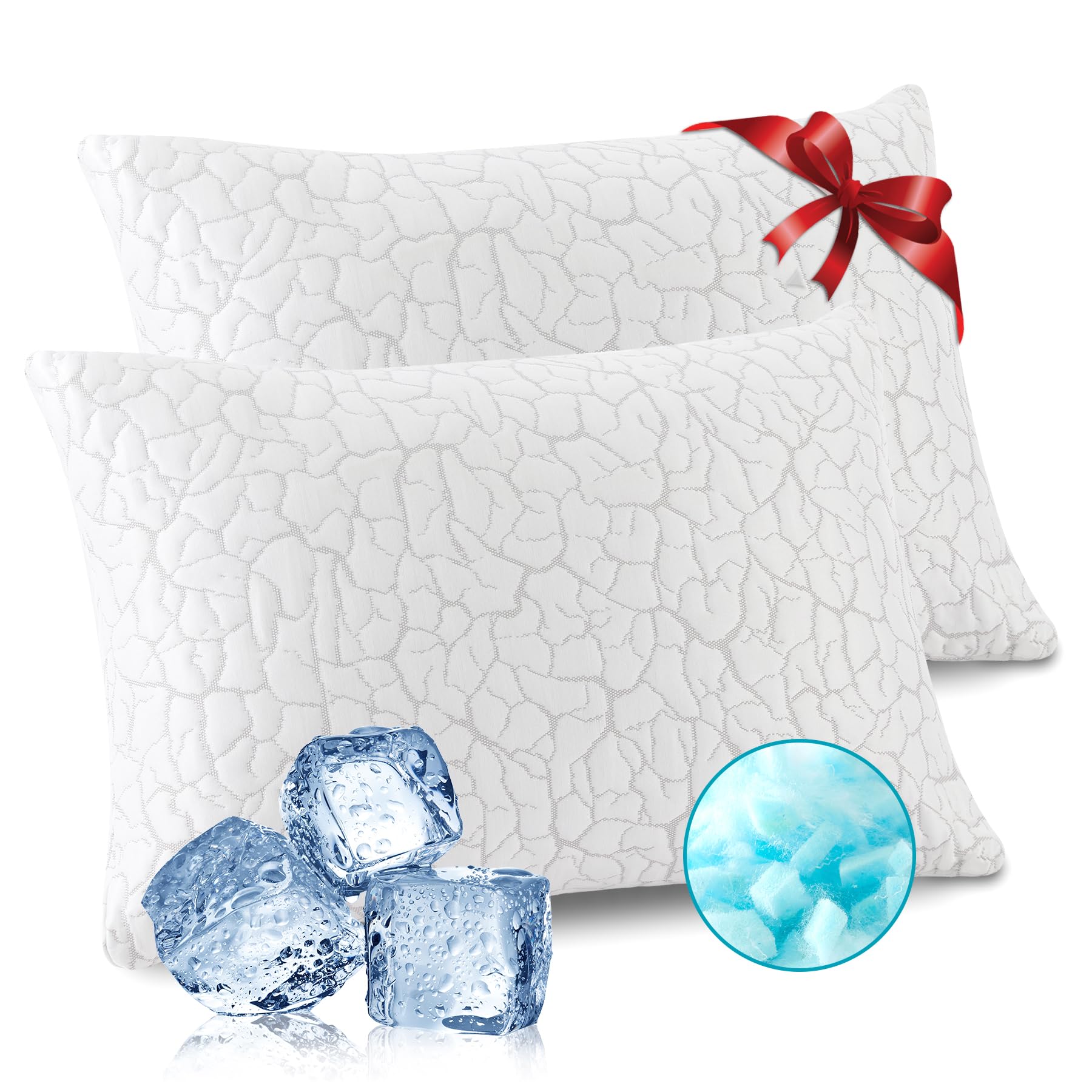 Cooling Pillows for Sleeping 2 Pack, Adjustable Shredded Memory Foam Pillows
