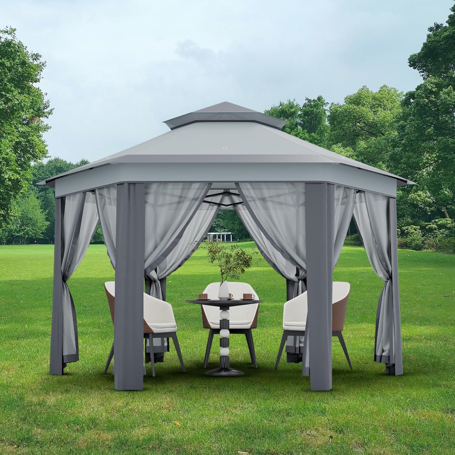 Up Canopy Outdoor Patio Tent, with Mosquito Net & Double Roof