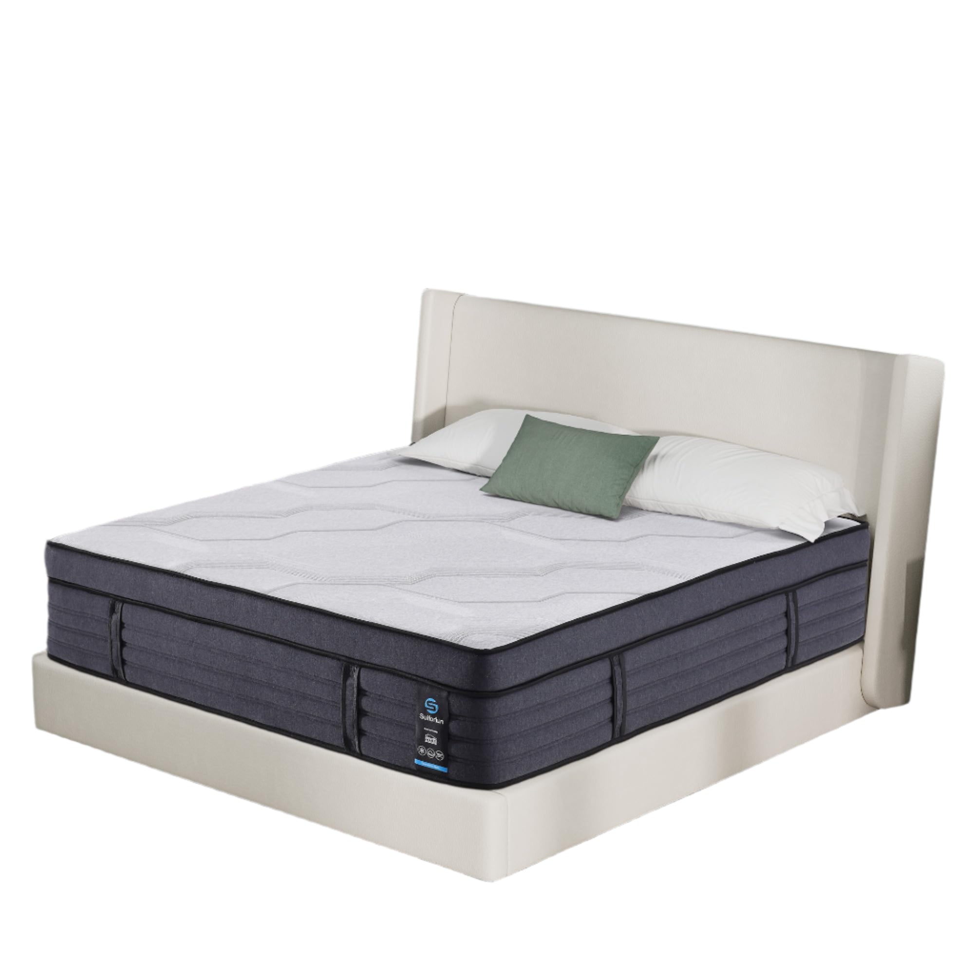 Full Mattress, 15 Inch Hybrid Charcoal Gel Memory Foam Mattress