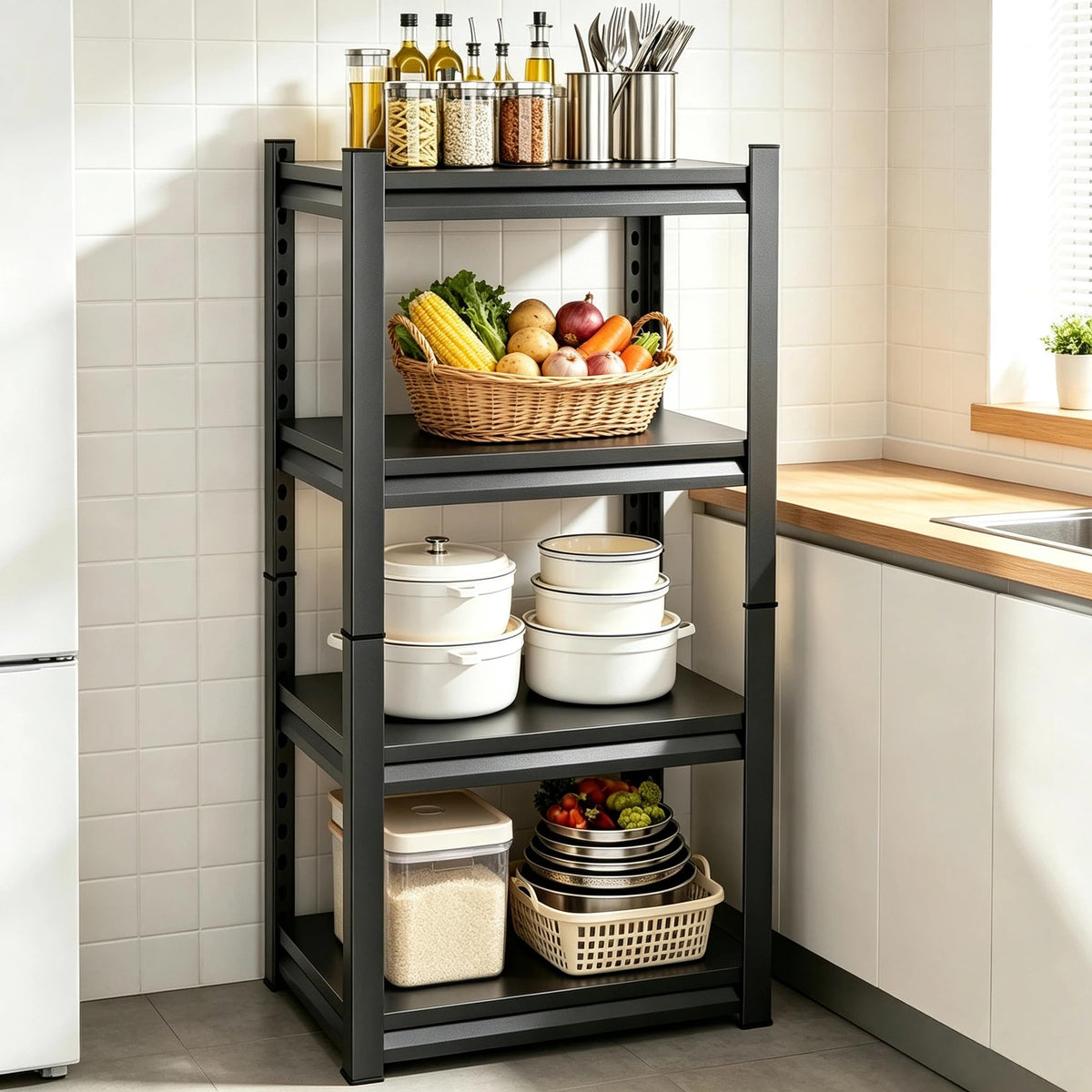 4-Tier Adjustable Metal Kitchen & Pantry Shelving Unit