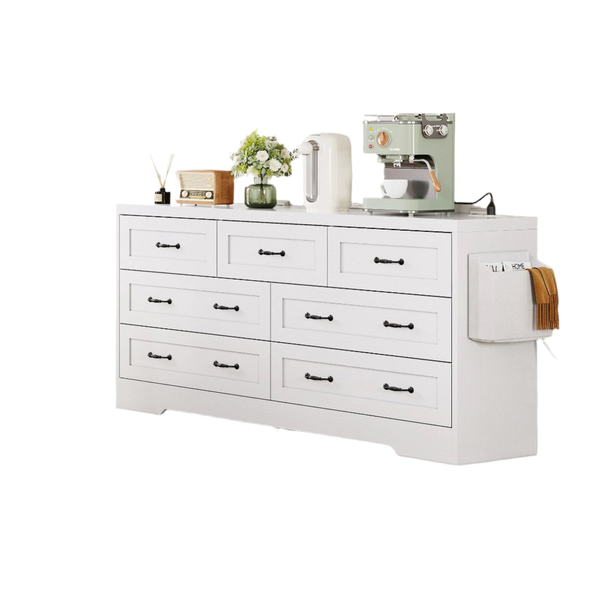 Farmhouse 7 Drawer Dresser for Bedroom, 59" Wide Large Modern Dresser TV Stand