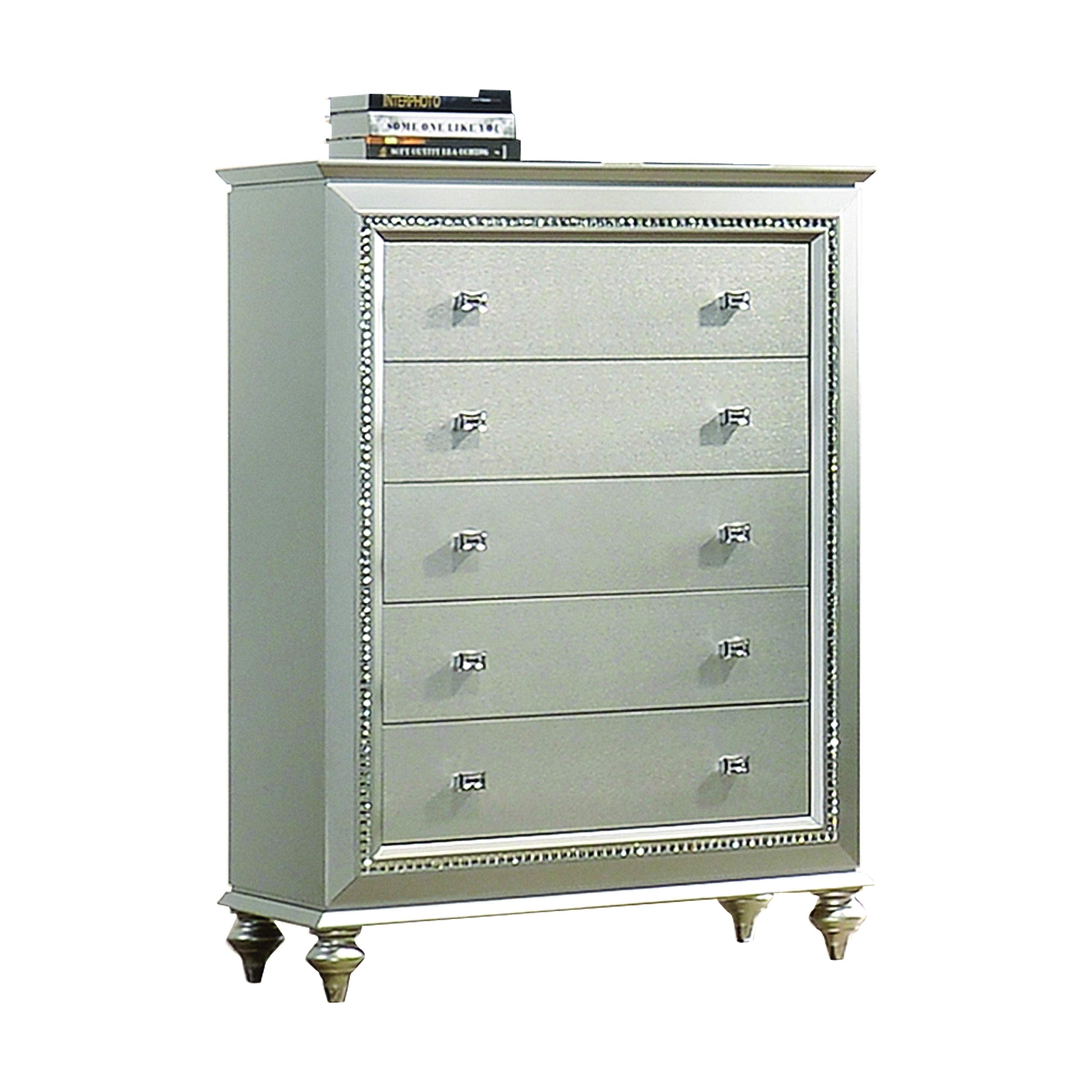 Kaitlyn 5-Drawer Wooden Chest in Champagne White