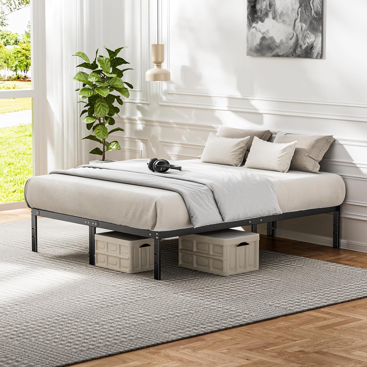 Bed Frame - Queen Size Platform Bed Frame Metal Mattress Foundation