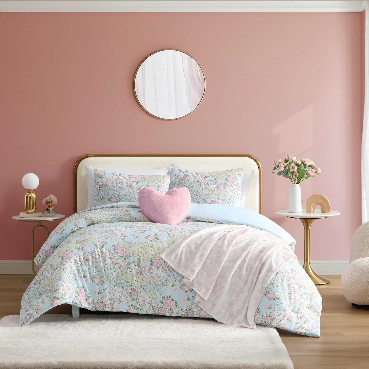 Queen Comforter Set – Floral Patchwork Bohemian Bedding