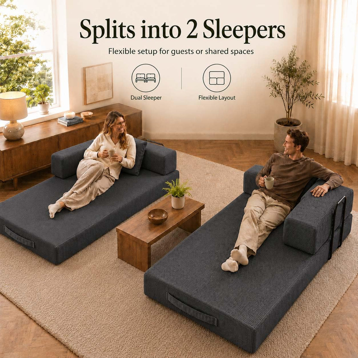 Convertible Corduroy Sofa Bed