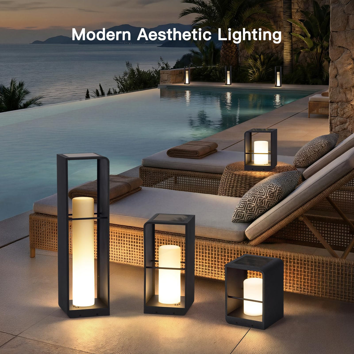 Solar Outdoor Floor Lamp with Remote Control
