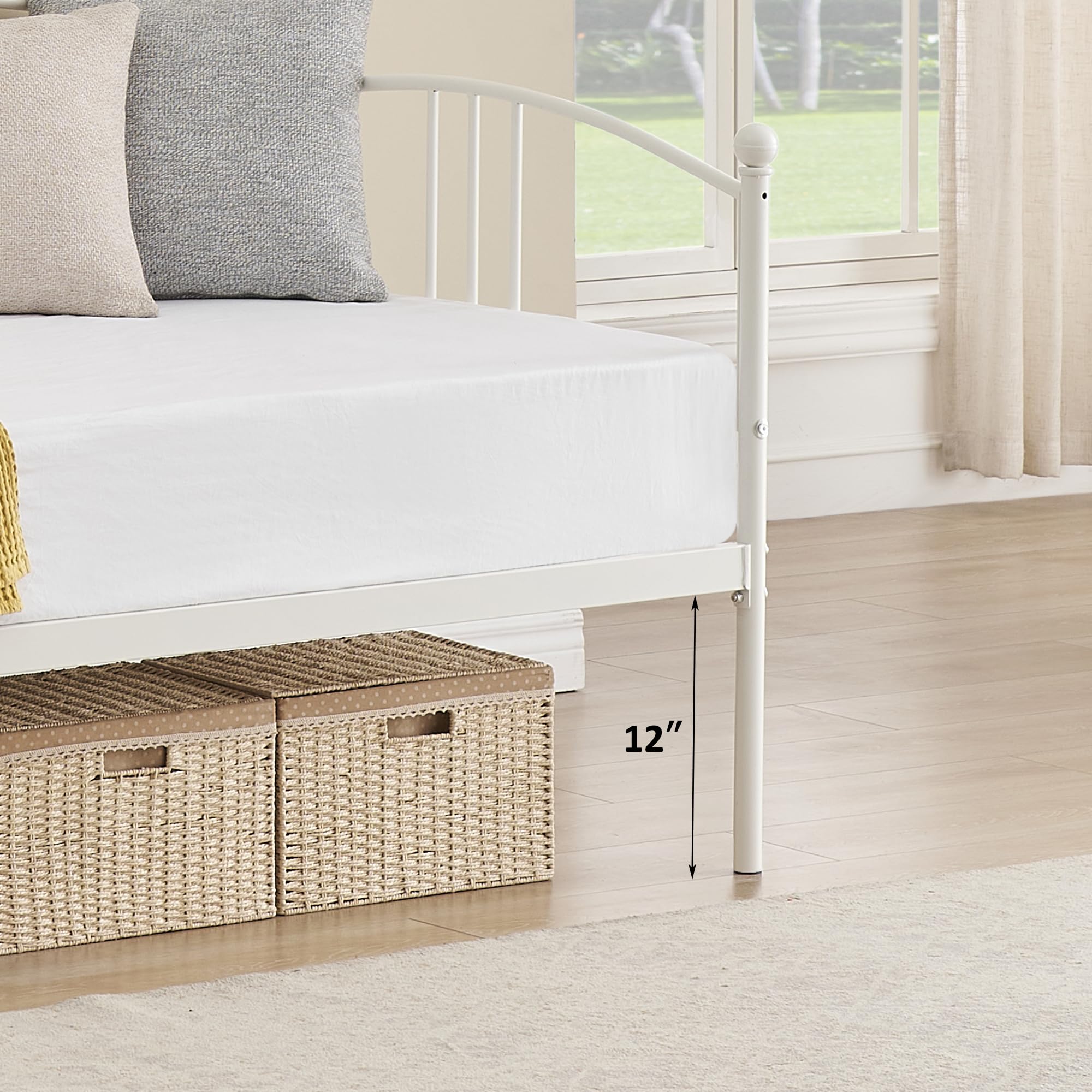 Twin Daybed with Trundle, Twin Size Daybed Frame with Pullout Trundle 6 Casters