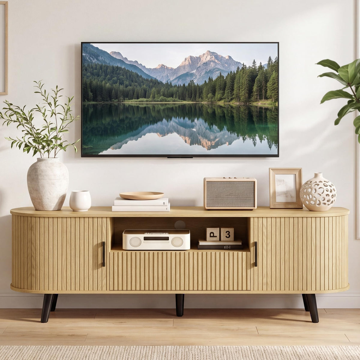 63" Mid-Century Modern TV Stand with Storage