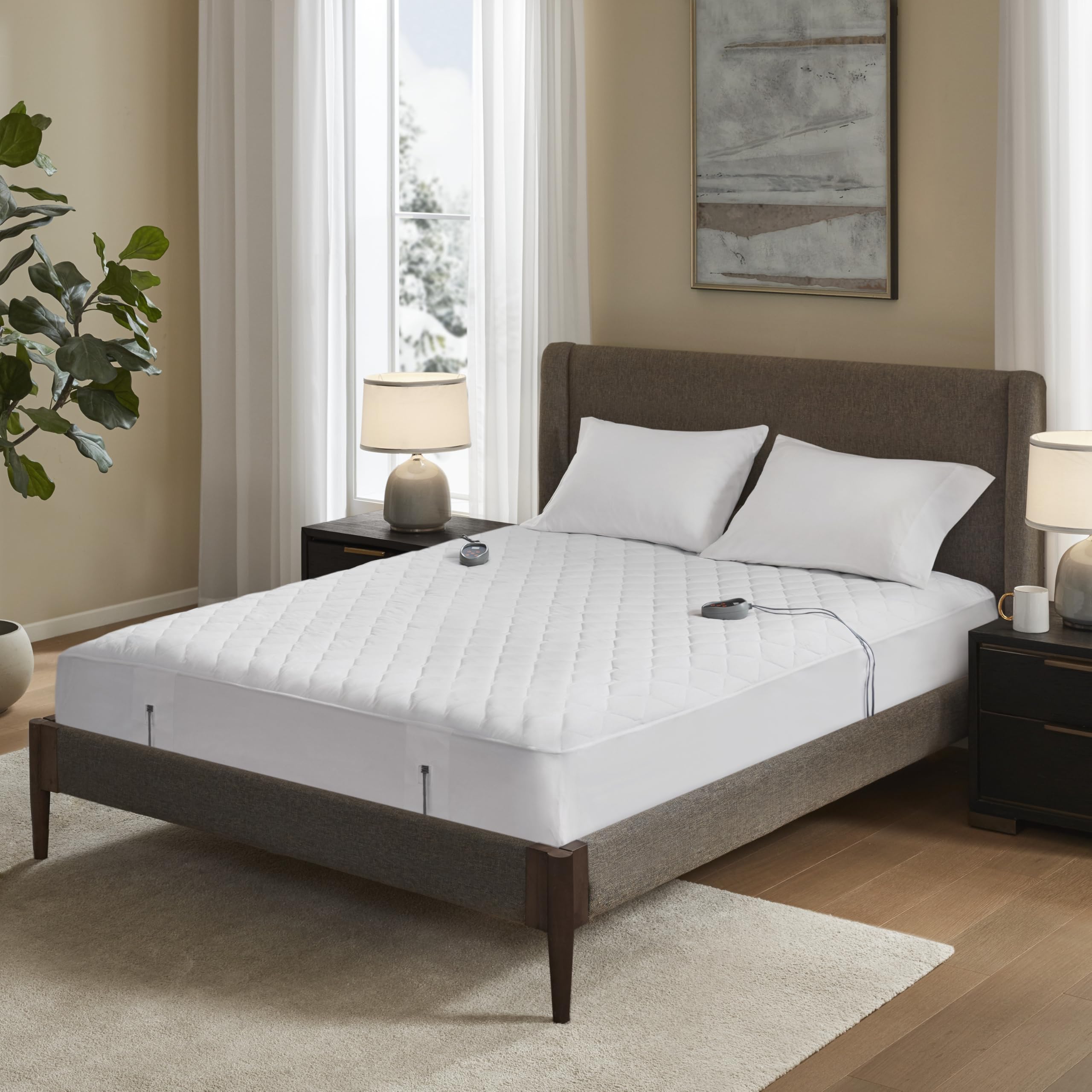 Cotton Heated Mattress Pad - Bed Warmer with 20 Heat Settings Controller