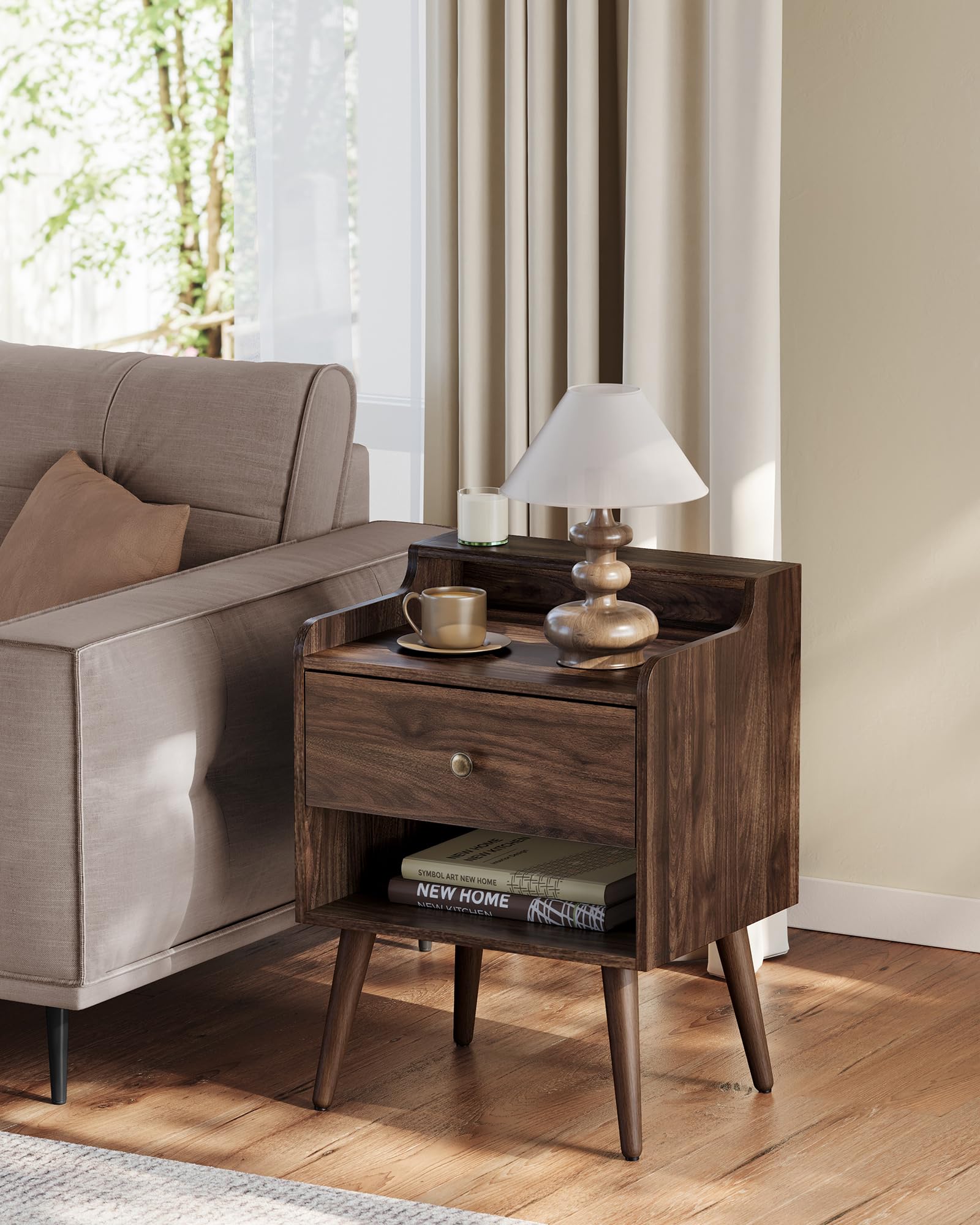 Nightstands, Set of 2, Bedside Tables with Hidden Drawers