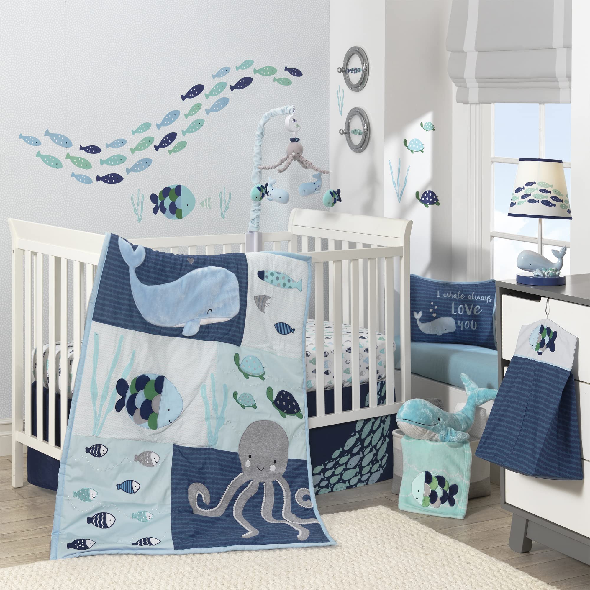 Oceania 6-Piece Baby Crib Bedding Set - Blue Ocean