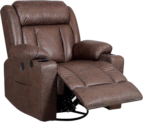 Retro Rocking Recliner Chair, Massage Rocker Recliner Chair with Vibration