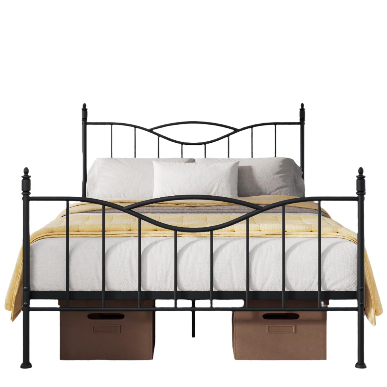 Size Bed Frame with Headboard,14 Inch Tall Metal Platform Bed Frame Mattress