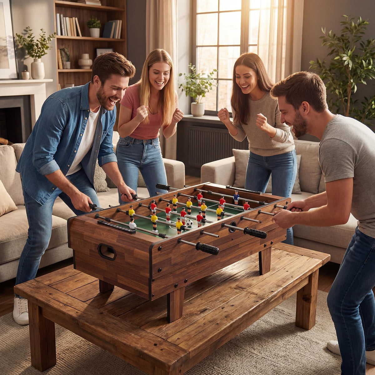 4-in-1 Multi Game Table with Foosball, Billiards, Ping Pong & Hockey
