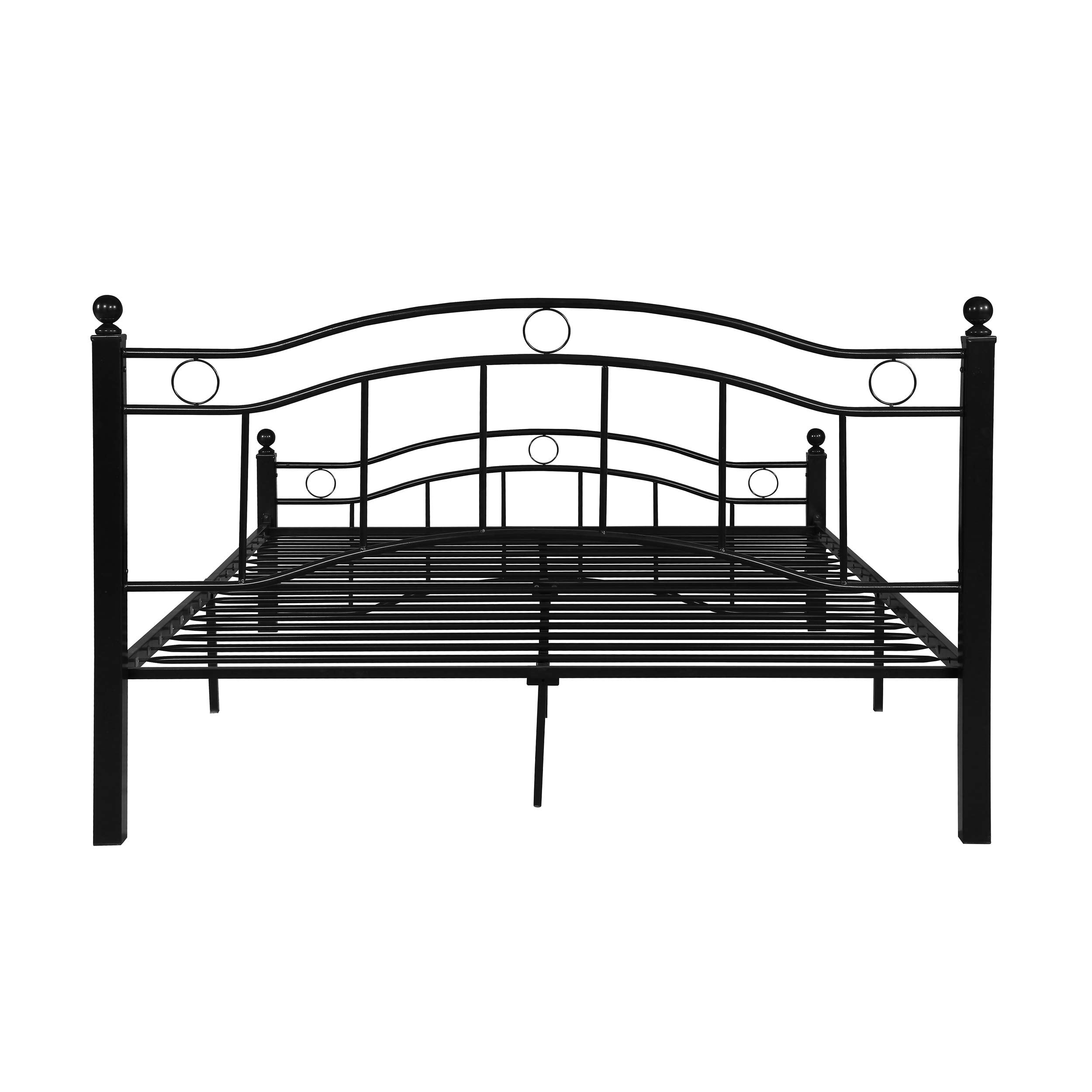 Contemporary Iron King Bed Frame, Flat Black