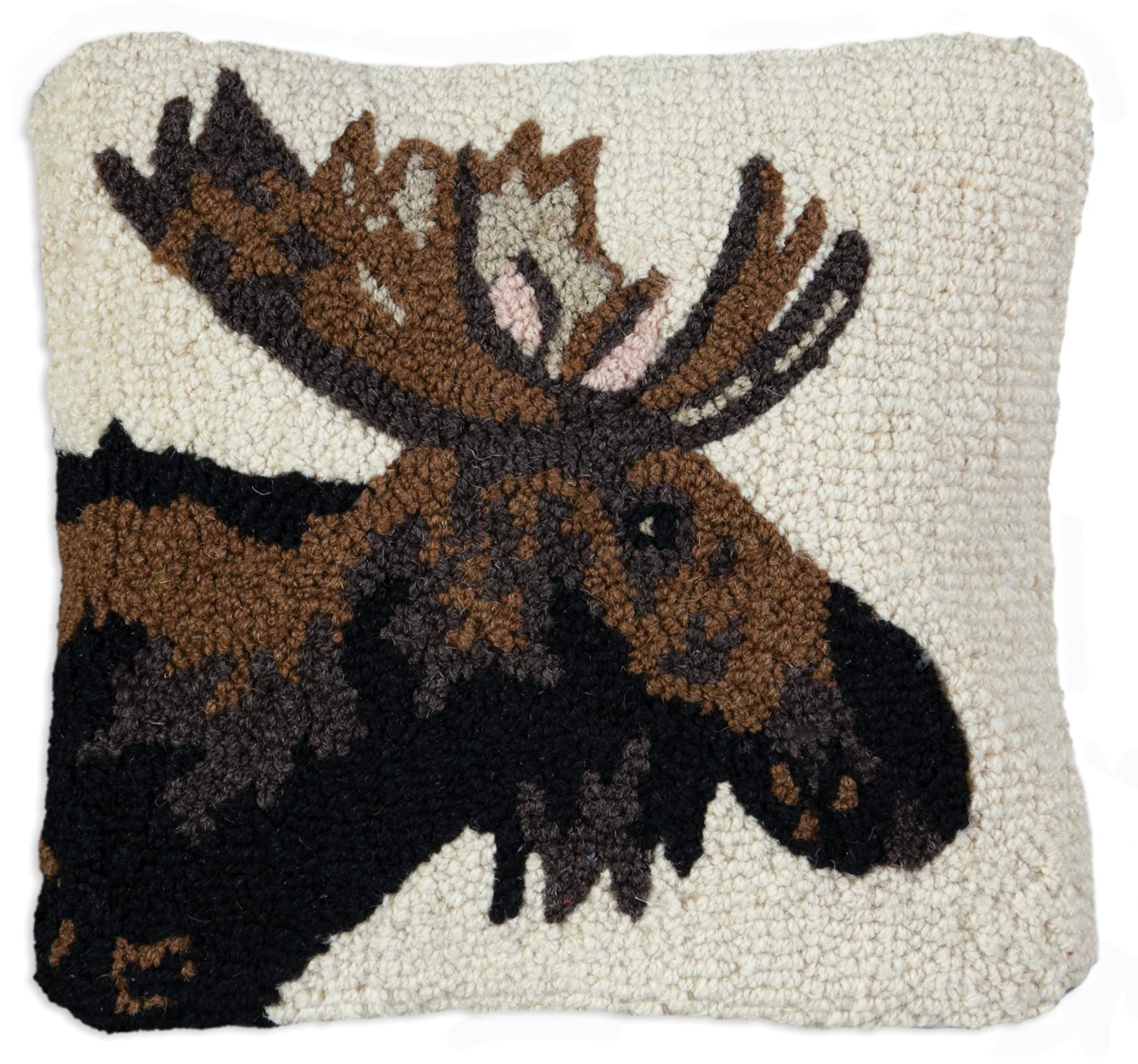4 Corners Artist-Designed Major Moose Hand-Hooked Wool Decorative Throw
