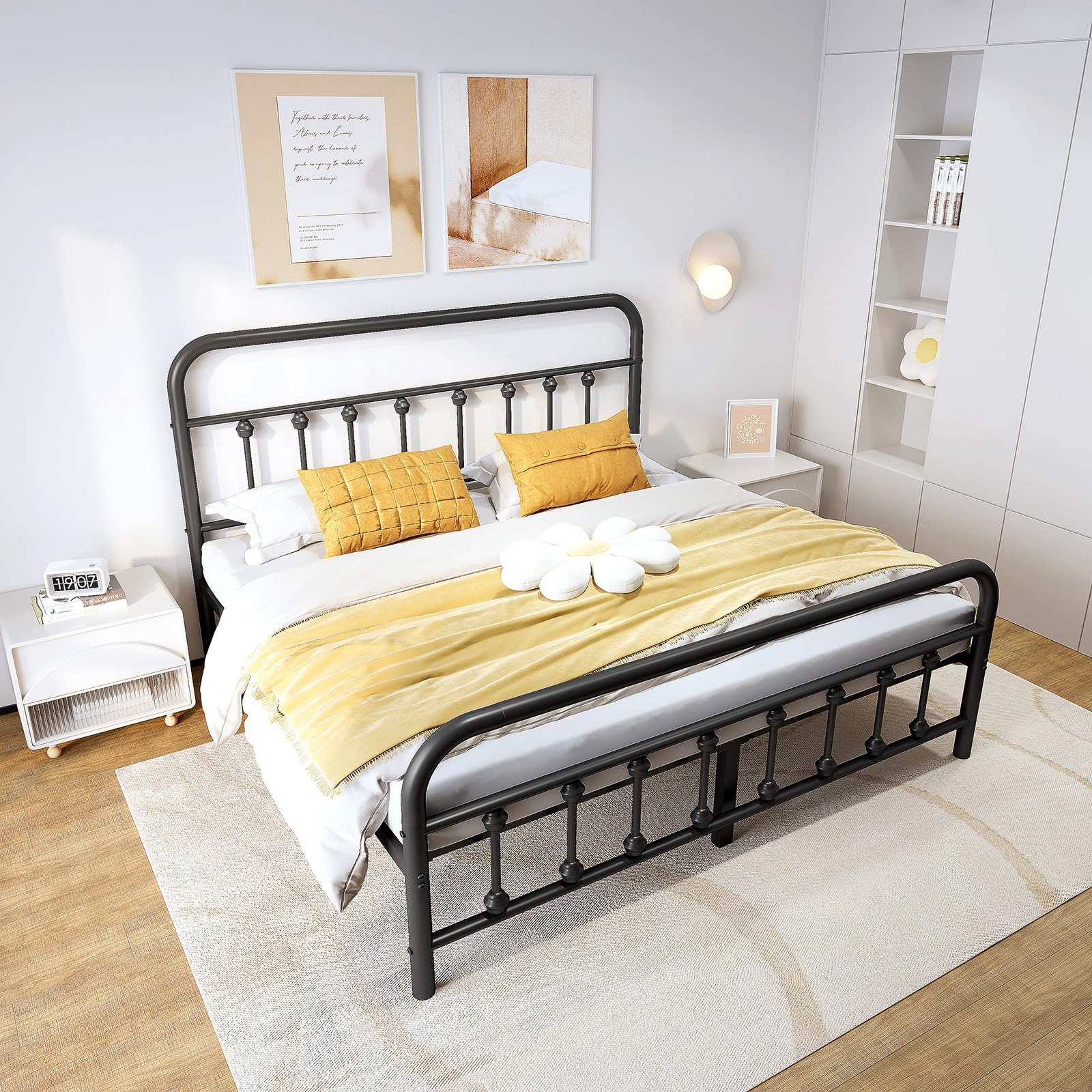 Metal Bed Frame,Queen Size Bed Frame with Headboard,Structurally Stable