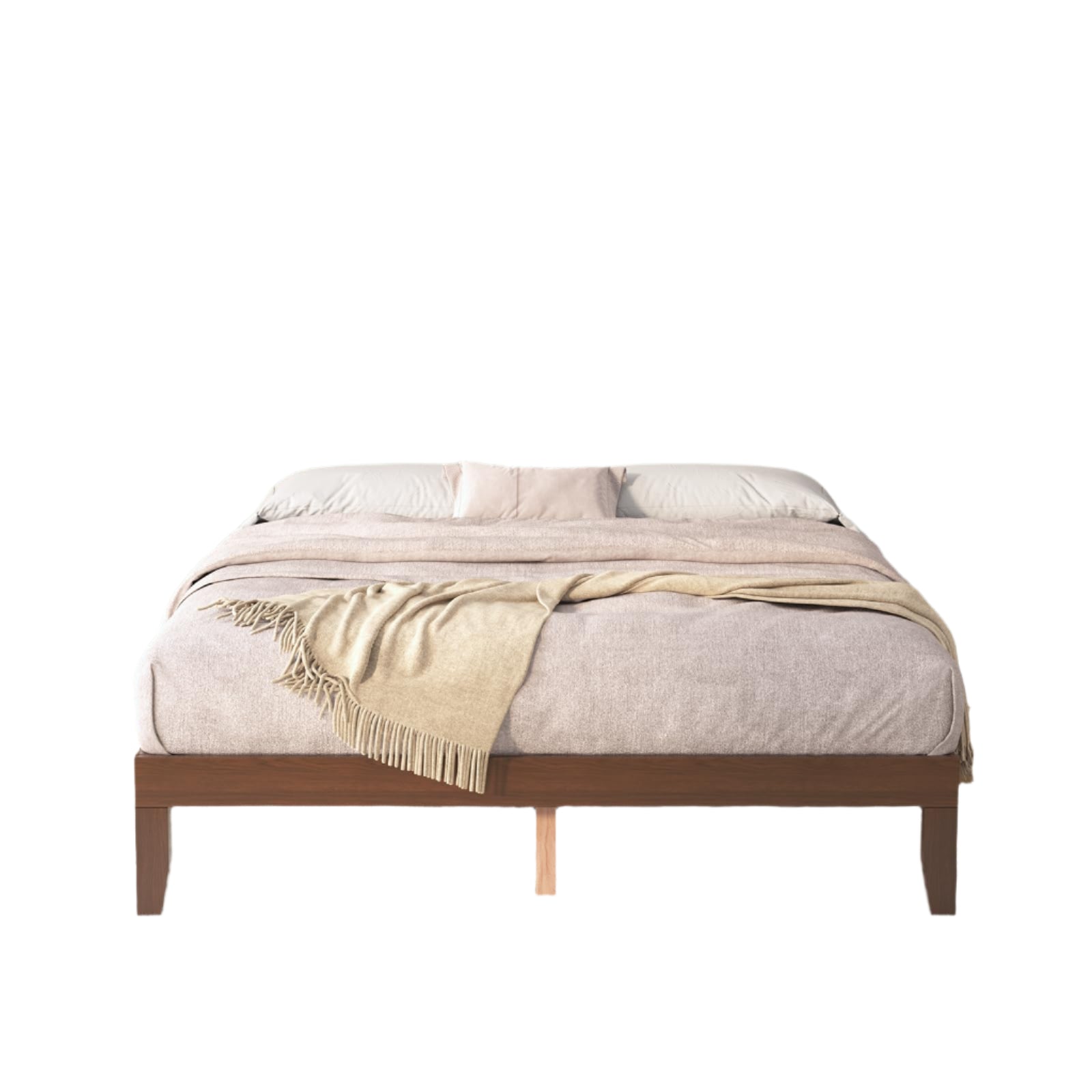 Queen Bed Frames,Wood Platforms Bed with Wooden Slats Support