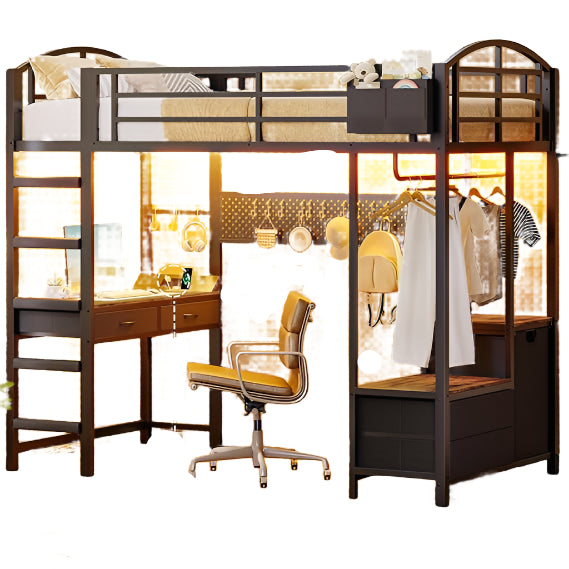 Loft Bed Twin Size with L Shape Desk,4 Drawers,3-Tier Storage Shelves