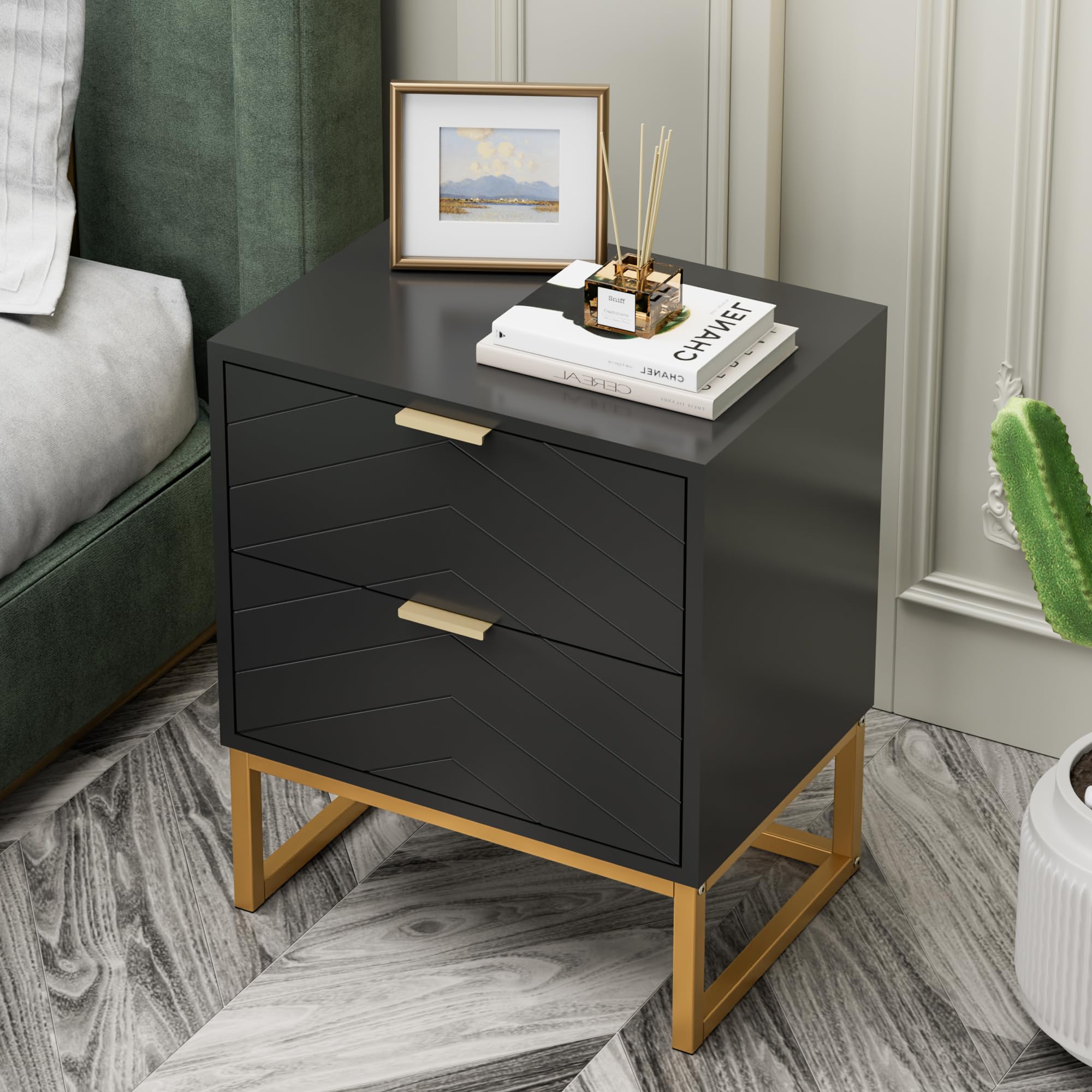 3-Piece Modern Dresser Set, 9-Drawer Dresser with 2-Tier Nightstands Set of 2