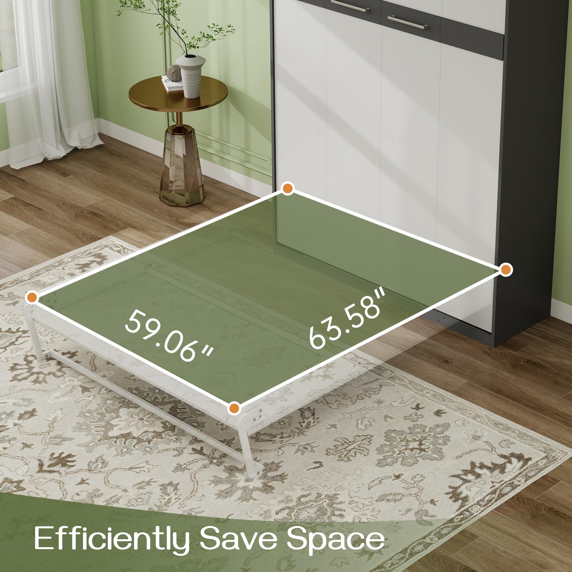 TemkTuek Full Sise Murphy Bed:81.89" L Hidden Wall Bed,Foldable Platform Bed Cabinet, Wood Space Saving Beds,for Bedroom, Office, Apartment, Modern,White