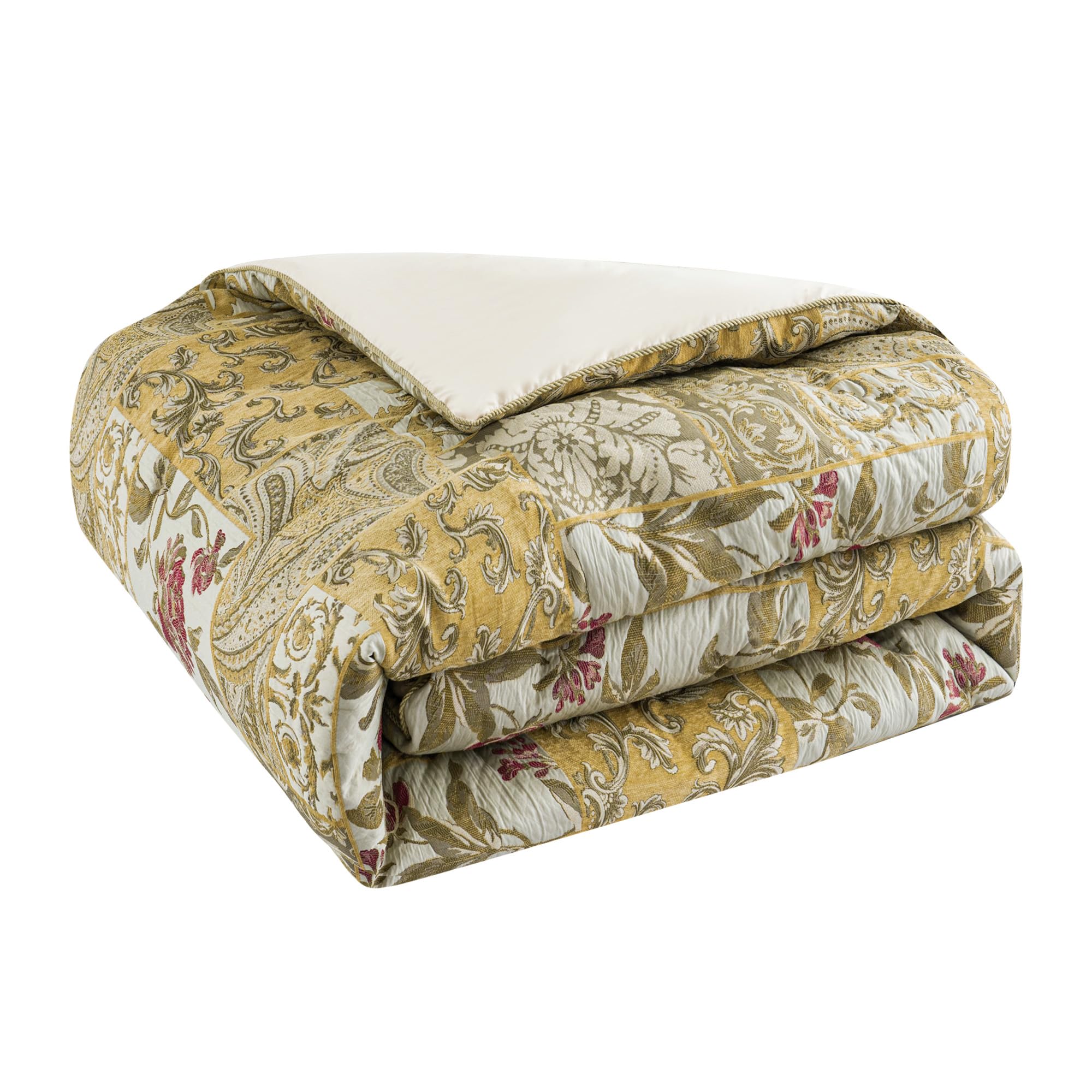 9-Piece Comforter Set Patchwork Design, Jacquard Floral Comforter Set Queen Size