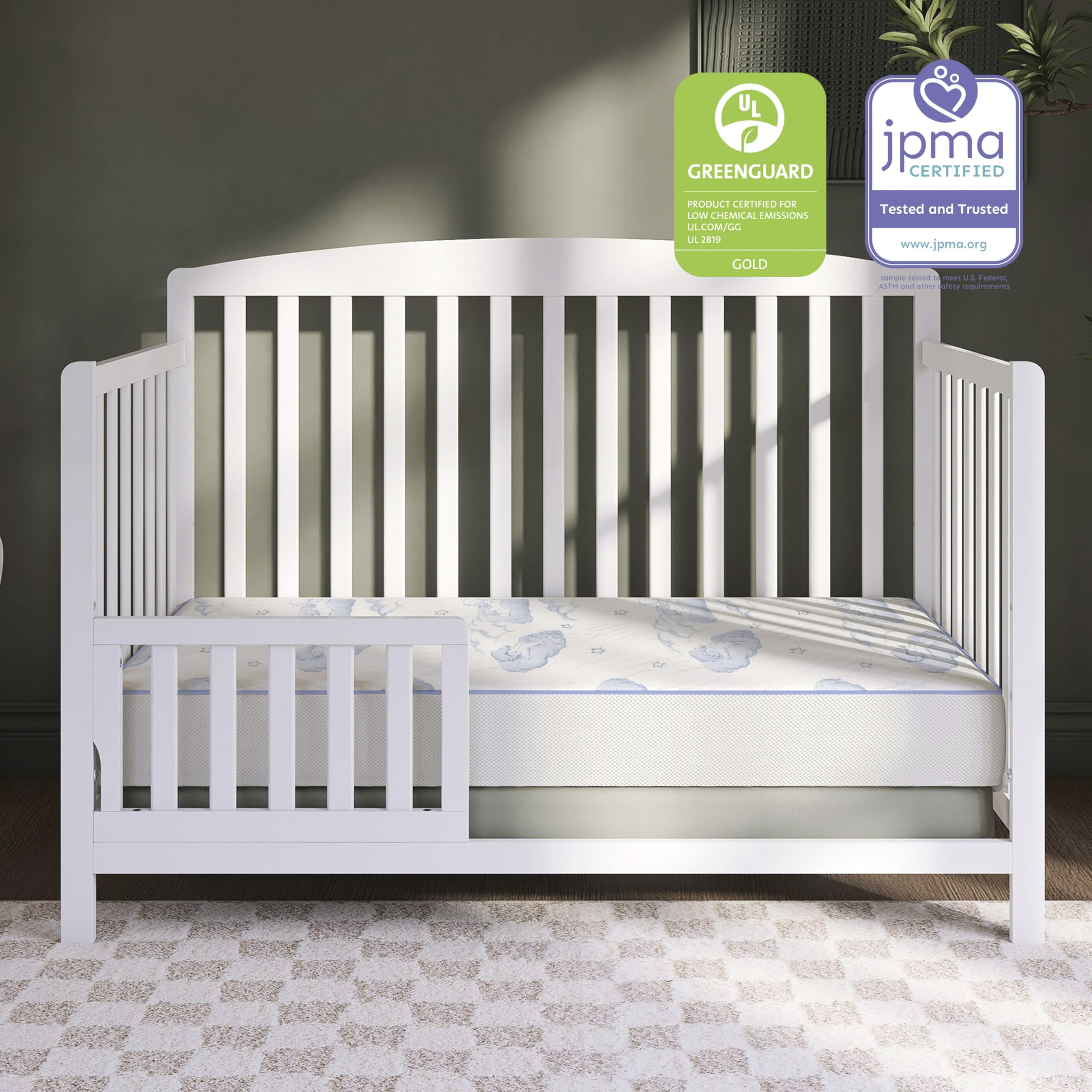2-in-1 Breathable Sweet Dreams 88 Coil Spring Crib and Toddler Bed Mattress