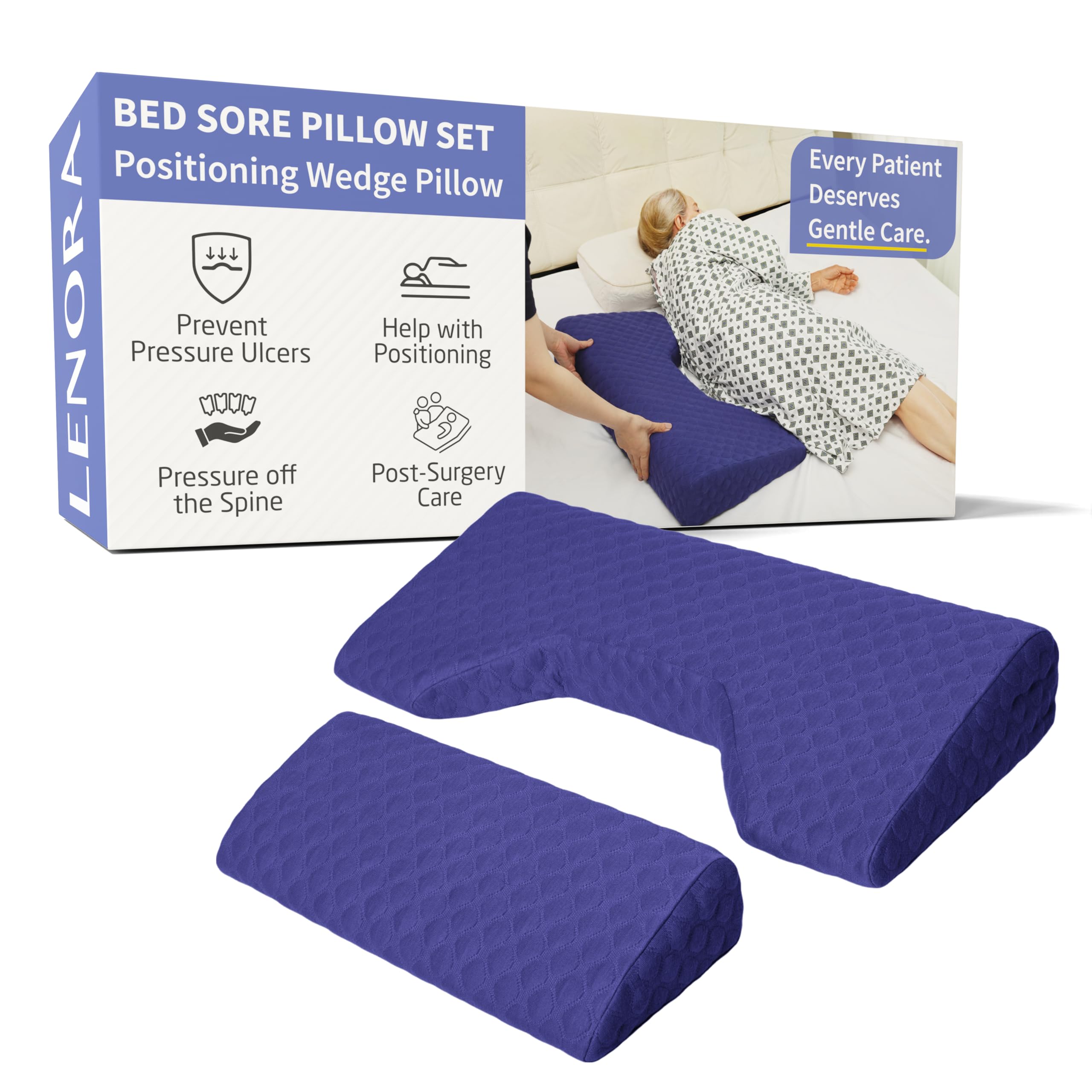 Bed Sore Pillow Set, Positioning Wedge Pillow with Extra Auxiliary Pillow