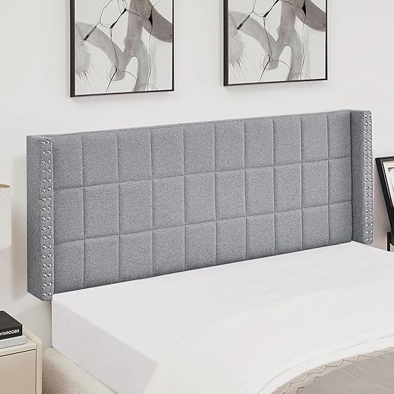 Headboard King Size, Linen Upholstered Headboards Only with Nailhead Trim