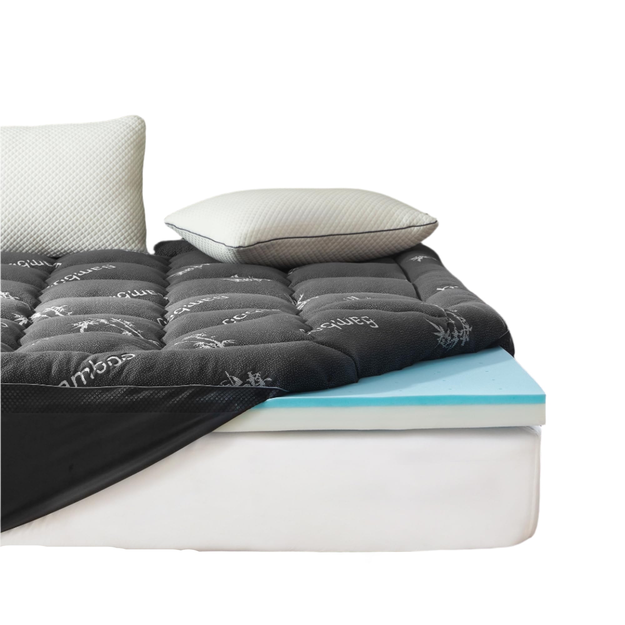 Queen Mattress Topper,4 Inch Dual Layer (2" Gel Memory Foam + 2" Plush