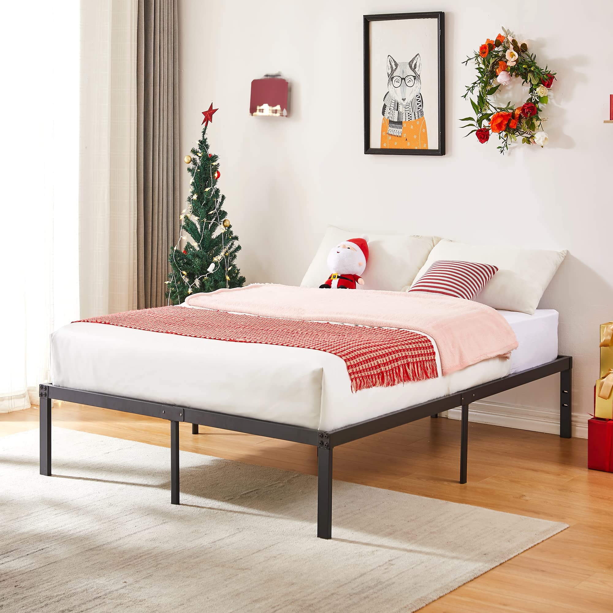 14" Queen Metal Platform Bed Frame,Heavy Duty Steel Slat/Easy Assembly Mattress