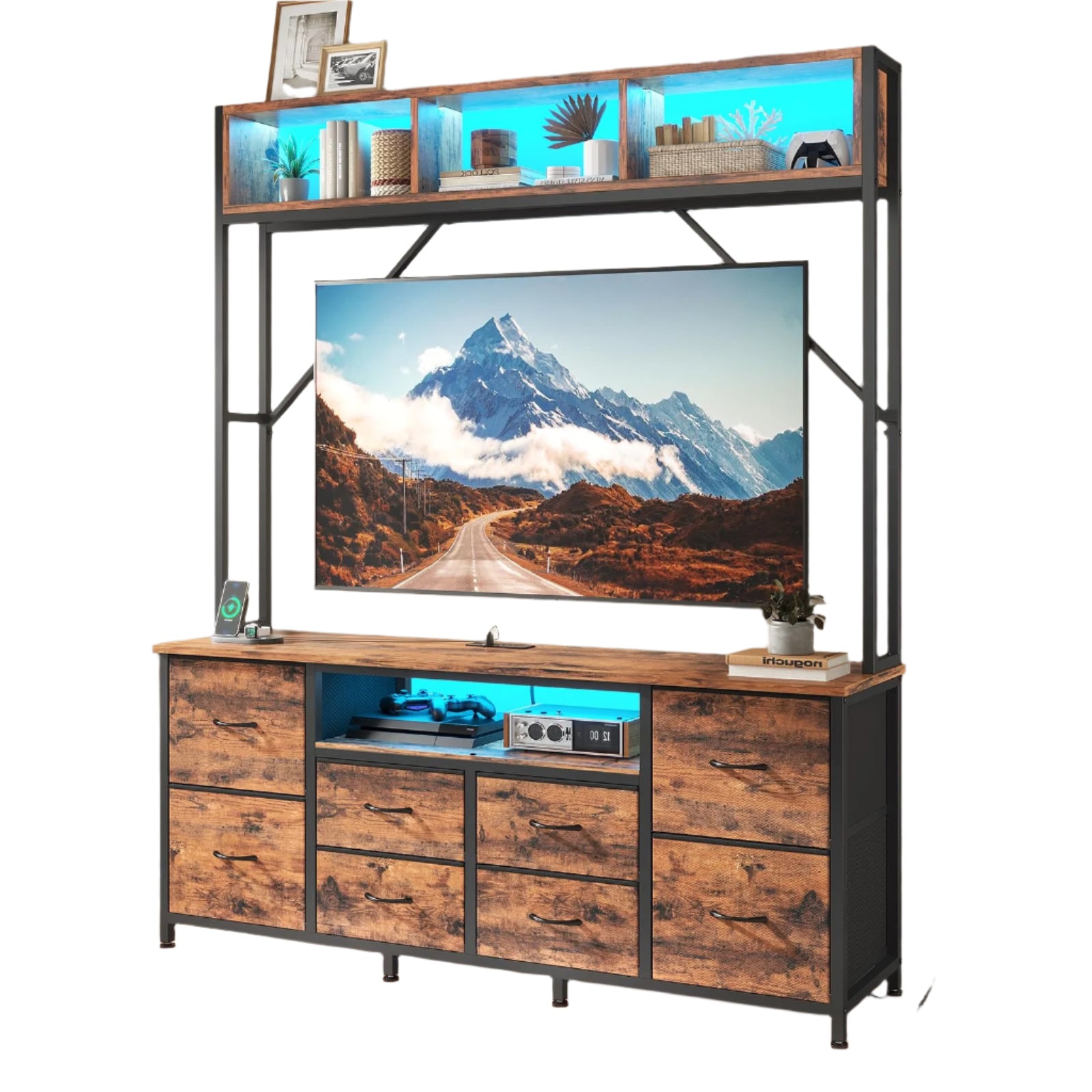55" TV Satnd for Bedroom Room, Wall Unit Entertainment Center